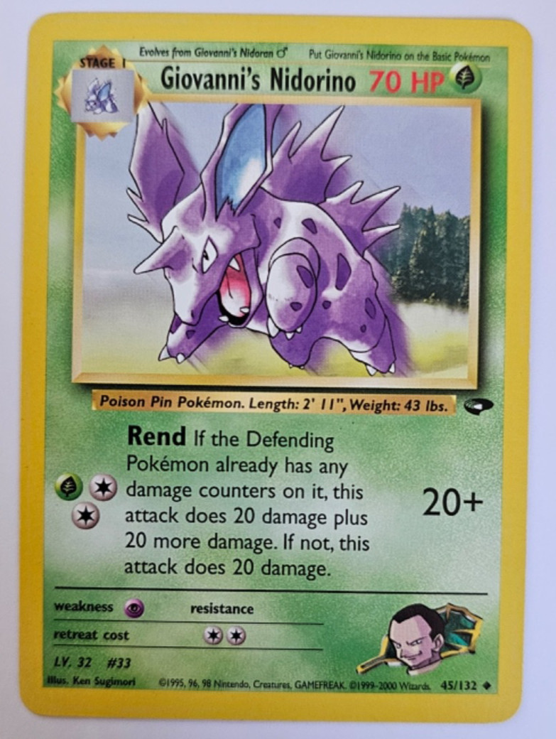 Pokémon TCG Vintage 2000 Giovanni\'s Nidorino Uncommon Gym Challenge 45/132 LP