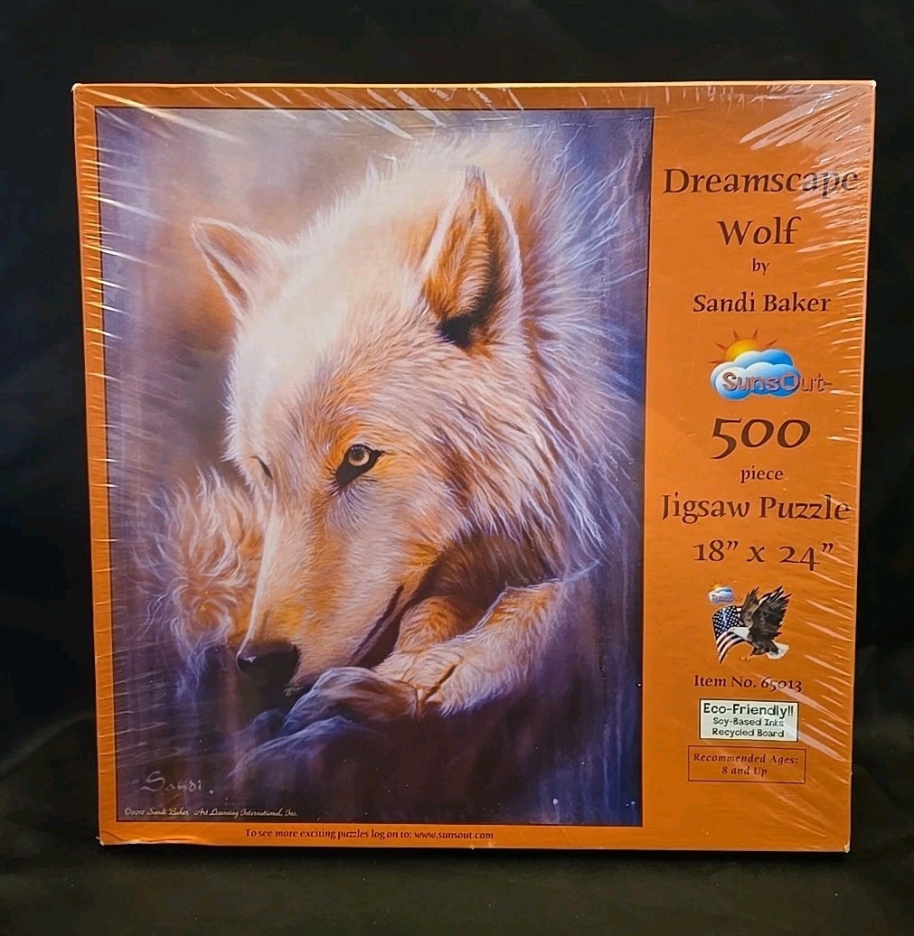 SunsOut 500 Piece DREAMSCAPE WOLF Jigsaw Puzzle, new factory sealed SunsOut 500 Piece DREAMSCAPE WOLF Jigsaw Puzzle, new factory sealed