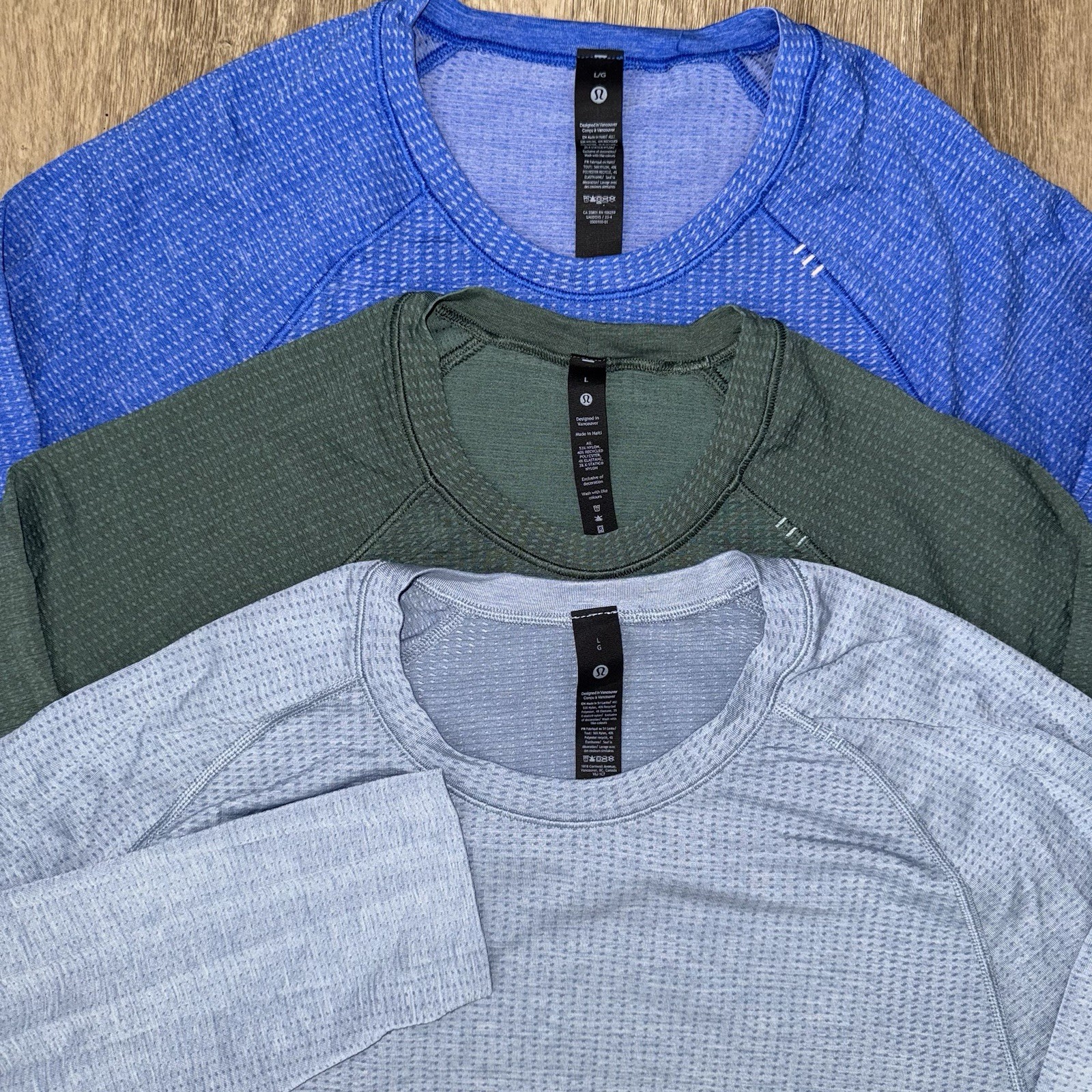 Lot Of 3 Lululemon Metal Vent Tech Long Sleeve Shirt Men’s Large Blue Green Lot Of 3 Lululemon Metal Vent Tech Long Sleeve Shirt Men’s Large Blue Green