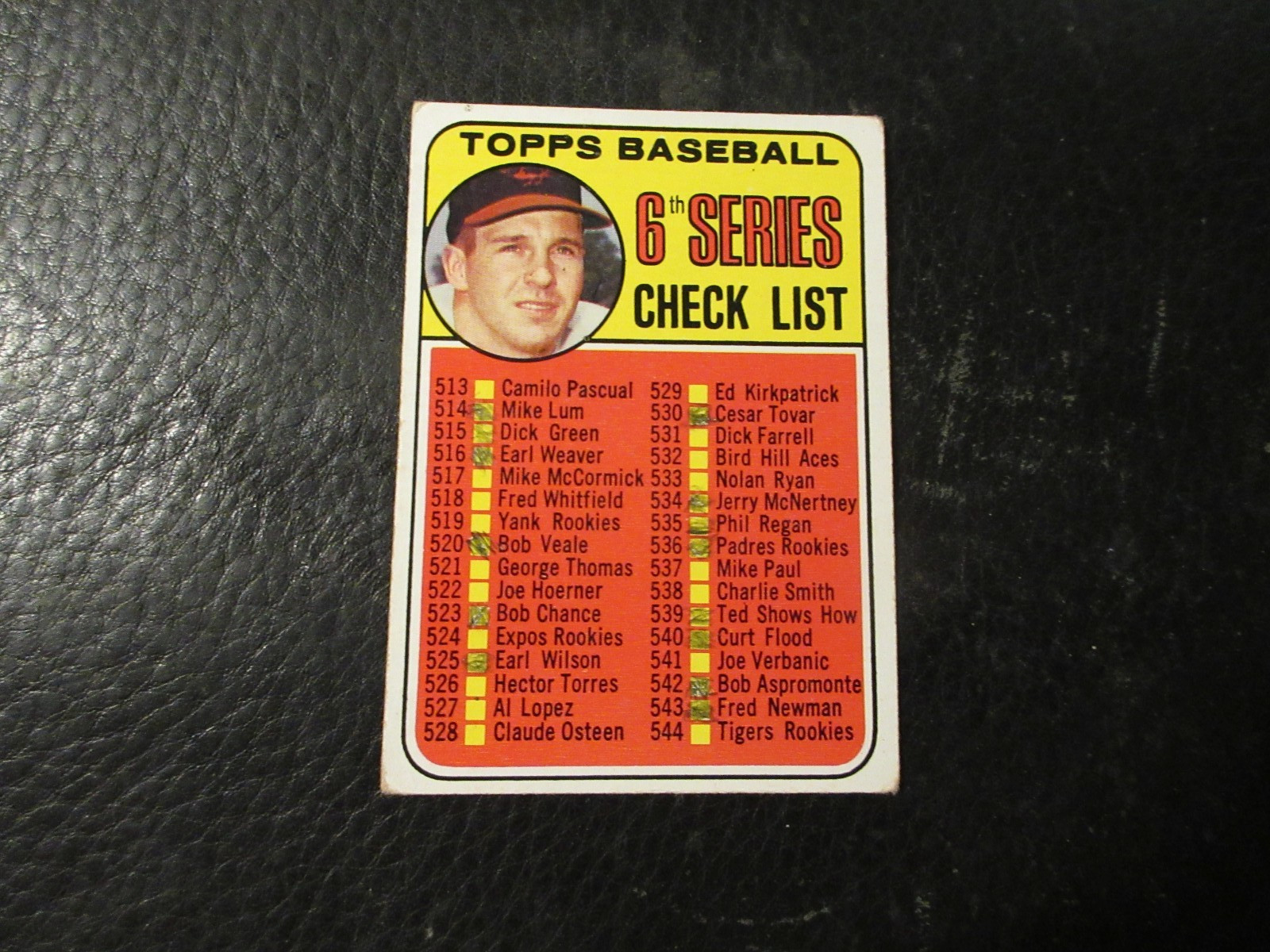 1969 TOPPS#504 6TH SERIES CHECKLIST (MARKED) DD#720 1969 TOPPS#504 6TH SERIES CHECKLIST (MARKED) DD#720