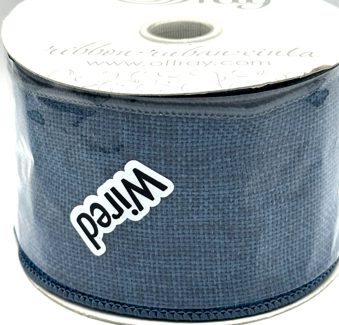 Offray Denim Blue Woven Wired Edge Ribbon  2.5”x 10 Yds Summer
