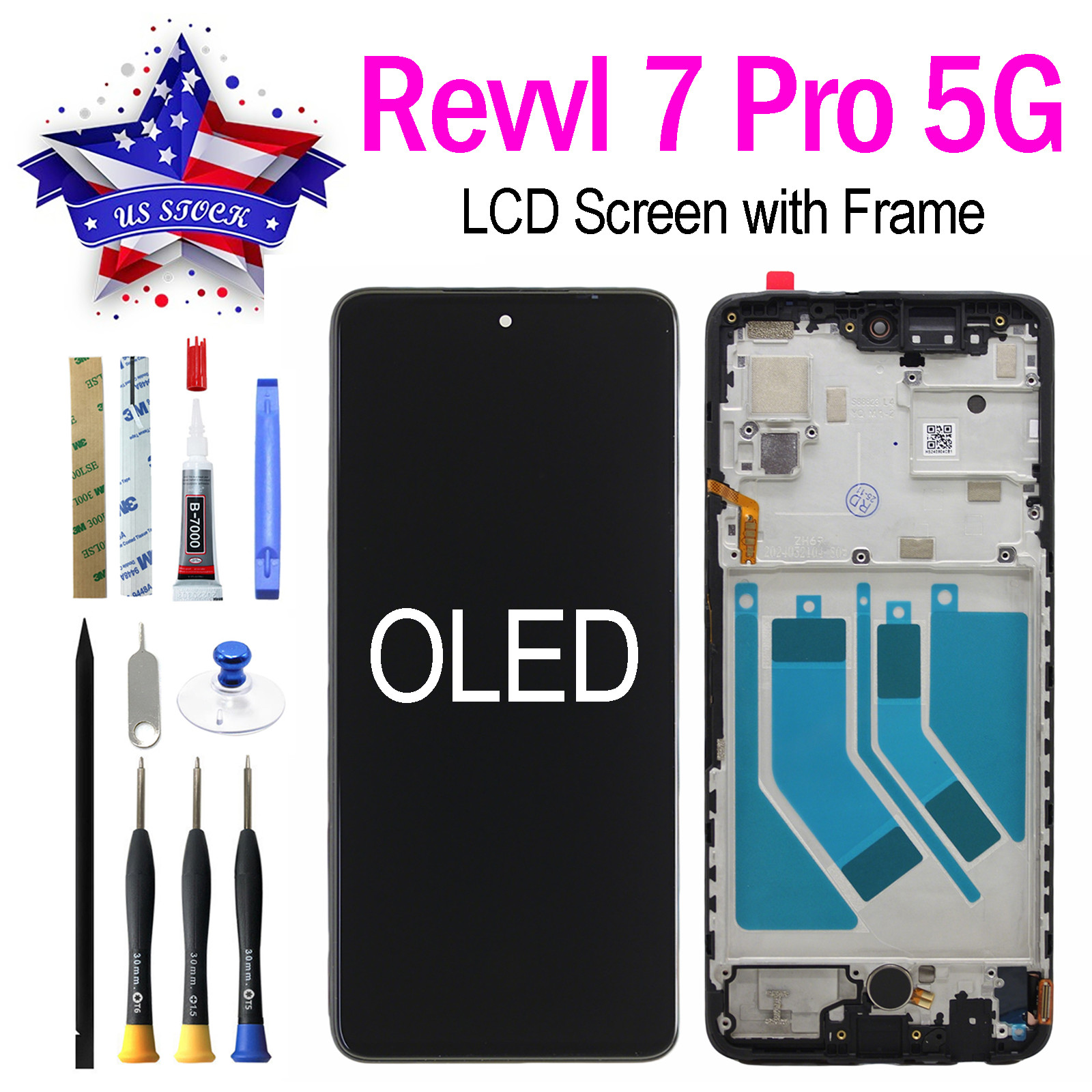 OEM OLED LCD Display Touch Screen Digitizer Frame For T-Mobile Revvl 7 Pro 5G US