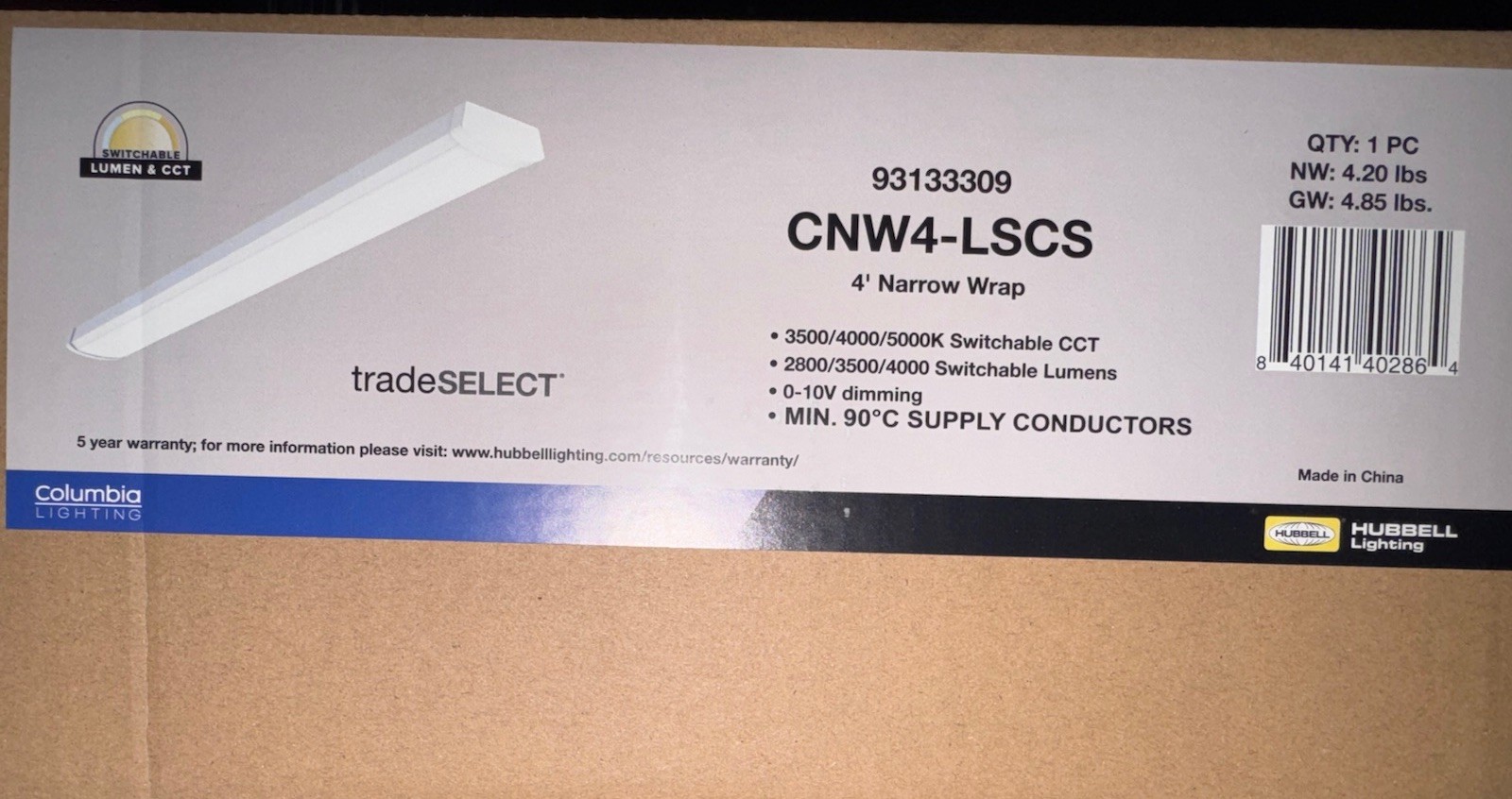 COLUMBIA LIGHTING CNW4-LSCS LED Fixture 4\' (Sold In Cases Of 4) COLUMBIA LIGHTING CNW4-LSCS LED Fixture 4\' (Sold In Cases Of 4)