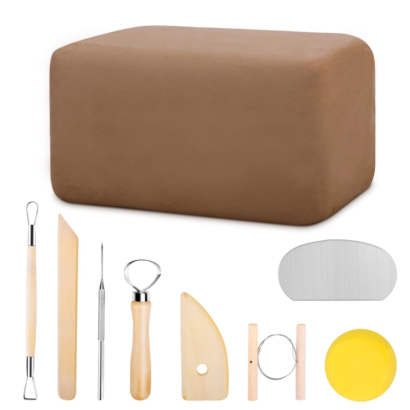 Pottery Clay, Natural Dry Clay, 5.5lbs Modeling Clay with Pottery Sculpting T...