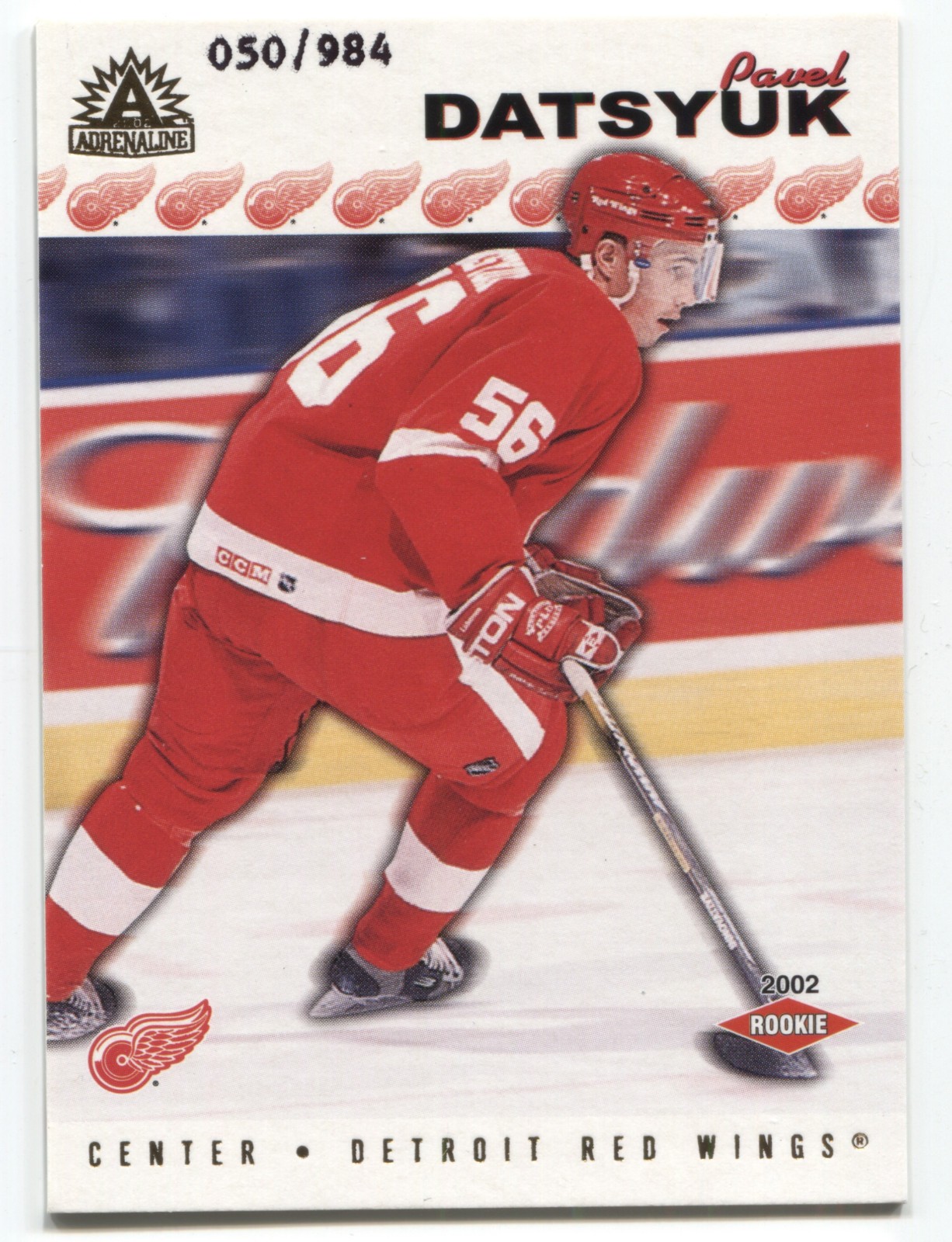 2001-02 Pacific Adrenaline #207 Pavel Datsyuk  Hobby Rookie #050/984 Red Wings
