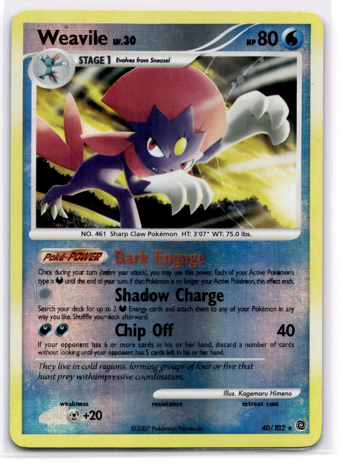 Weavile 40/132 Reverse Holofoil - Pokemon Secret Wonders - LP