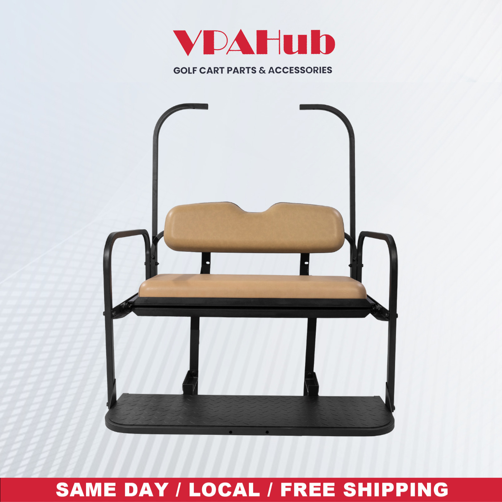 VPAHub EZGO TXT Golf Cart Flip Folding Rear Seat, Tan Cushions, Fit 1995+ Models