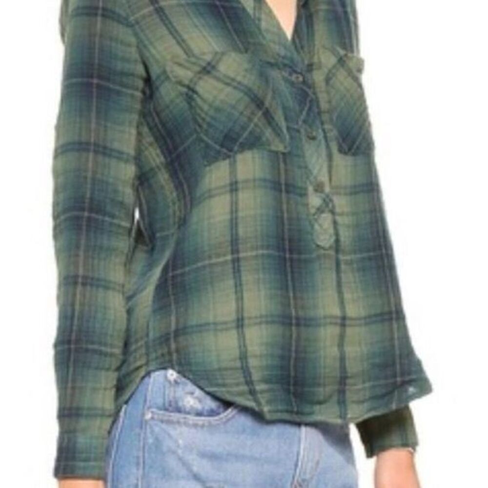 Bella Dahl green and blue plaid long sleeve top Bella Dahl green and blue plaid long sleeve top