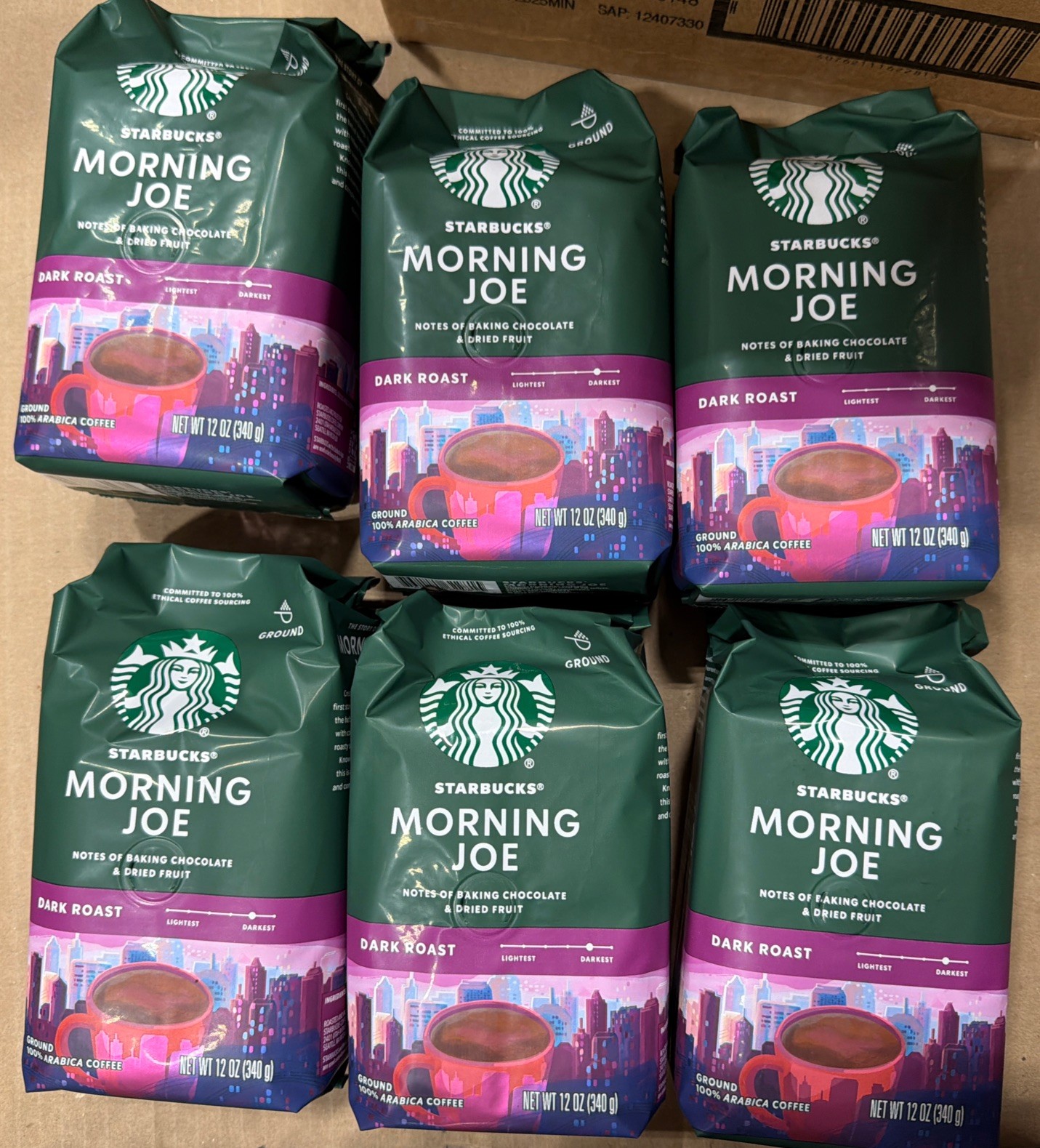 Lot of 9 Dark Roast Ground Coffee - Morning Joe, 100% Arabica, 12oz