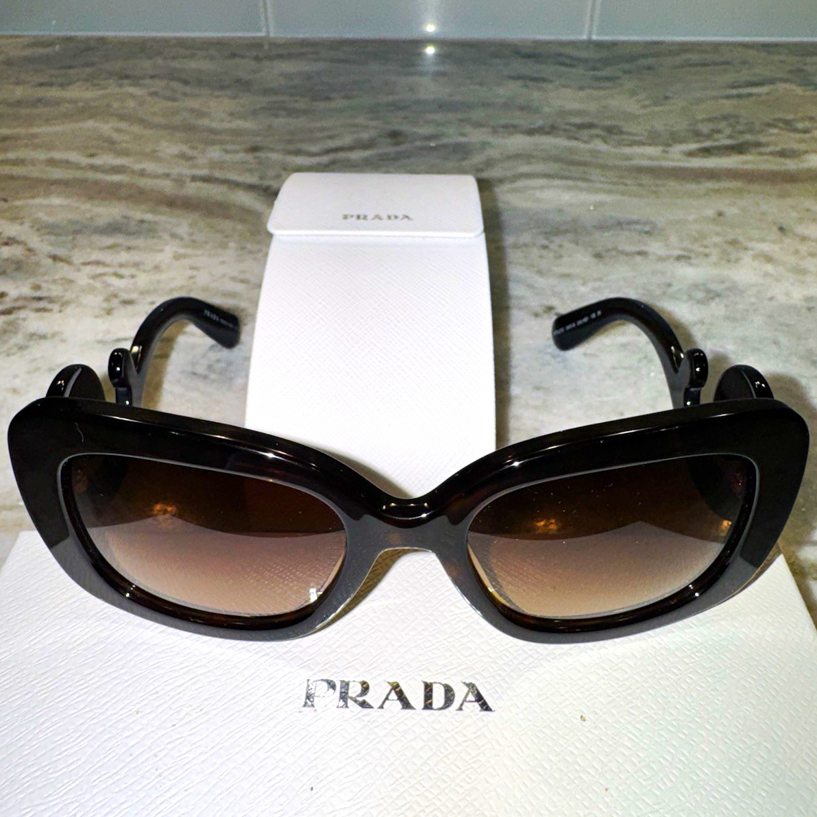 Authentic Prada SPR 27O Baroque Sunglasses Havana Brown 2AU-6S1 54mm w/ Case