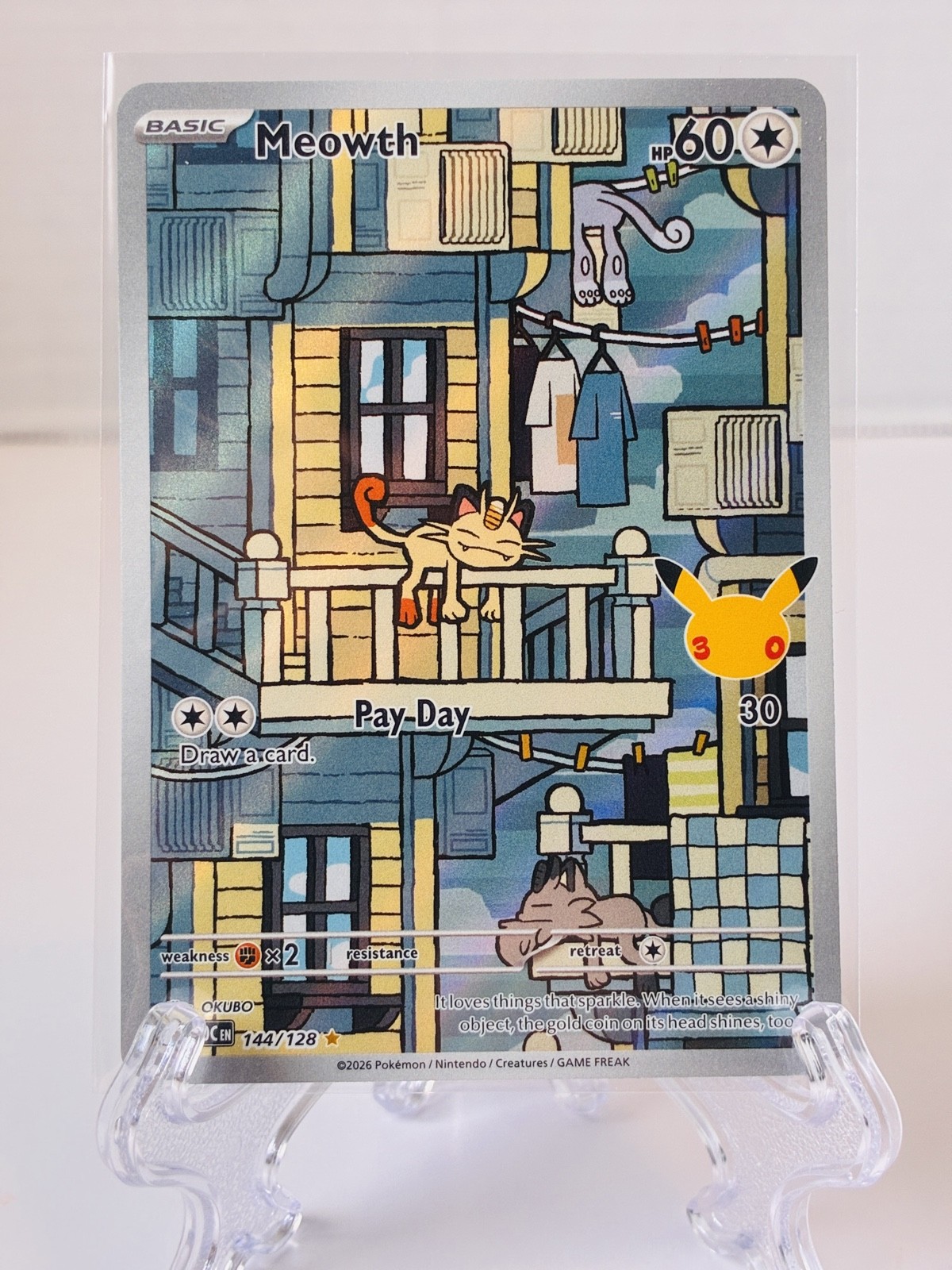 Pokemon TCG - Meowth 144/128 (Illustration Rare) - 30th Celebration Pokemon TCG - Meowth 144/128 (Illustration Rare) - 30th Celebration