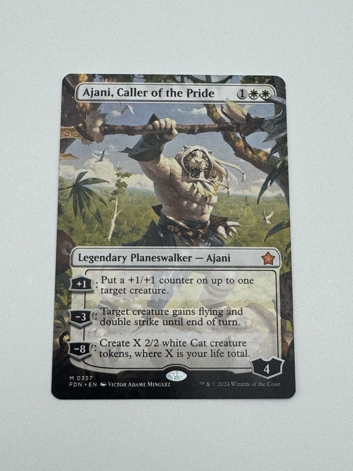 Ajani, Caller of the Pride NM (Borderless) Foundations FDN Magic MTG