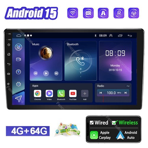 4+64GB 2DIN Android 15 Car Stereo Radio 10.1