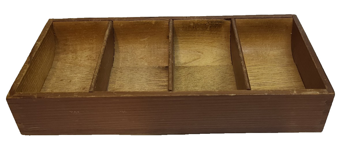 VTG Primitive Rustic Wooden 4 Compartment Organizer Tray 7.5 x 3.75 x 1.25 VTG Primitive Rustic Wooden 4 Compartment Organizer Tray 7.5 x 3.75 x 1.25