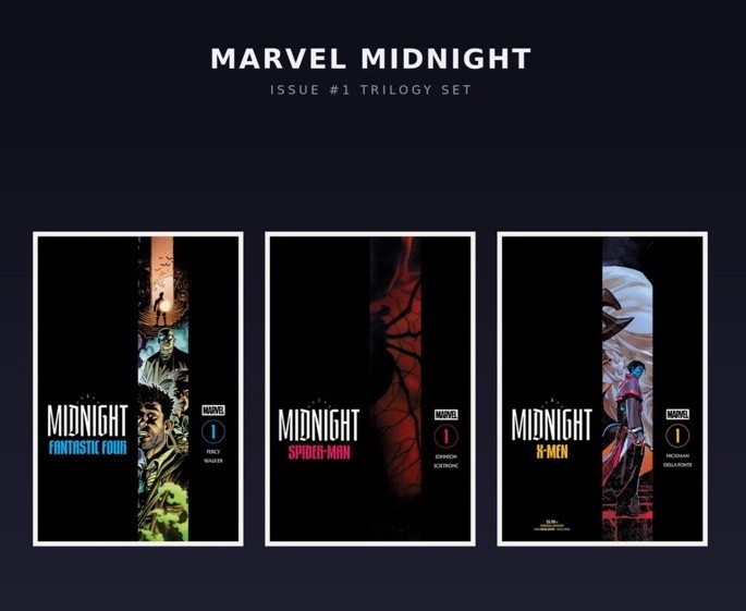 Preorder | Marvel Midnight Trilogy #1 Cover A Set — Spiderman, X-Men, Fant. Four Preorder | Marvel Midnight Trilogy #1 Cover A Set — Spiderman, X-Men, Fant. Four