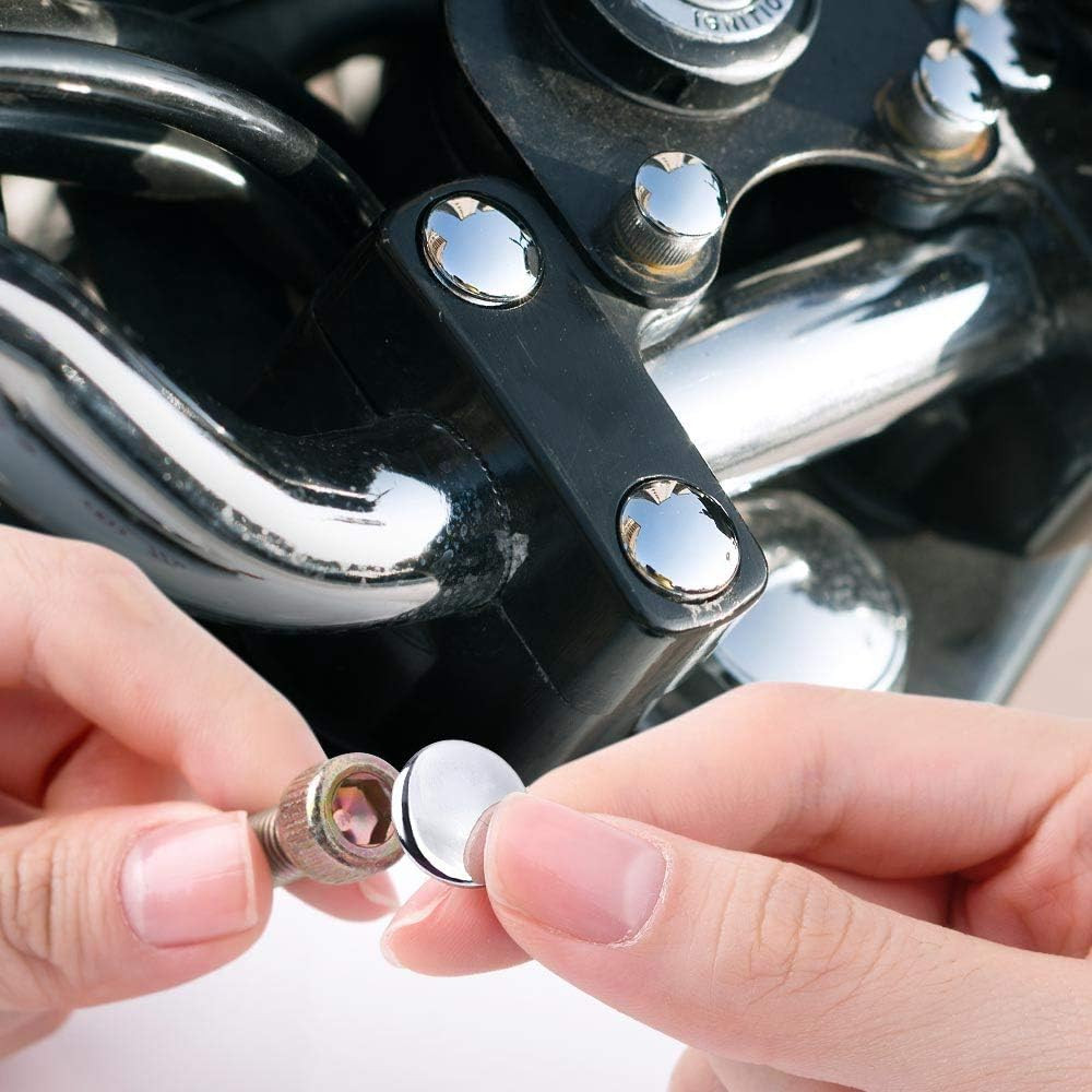 Motorcycle Chrome Bolt Cover Plugs for 8Mm Allen Head Bolts (M6)