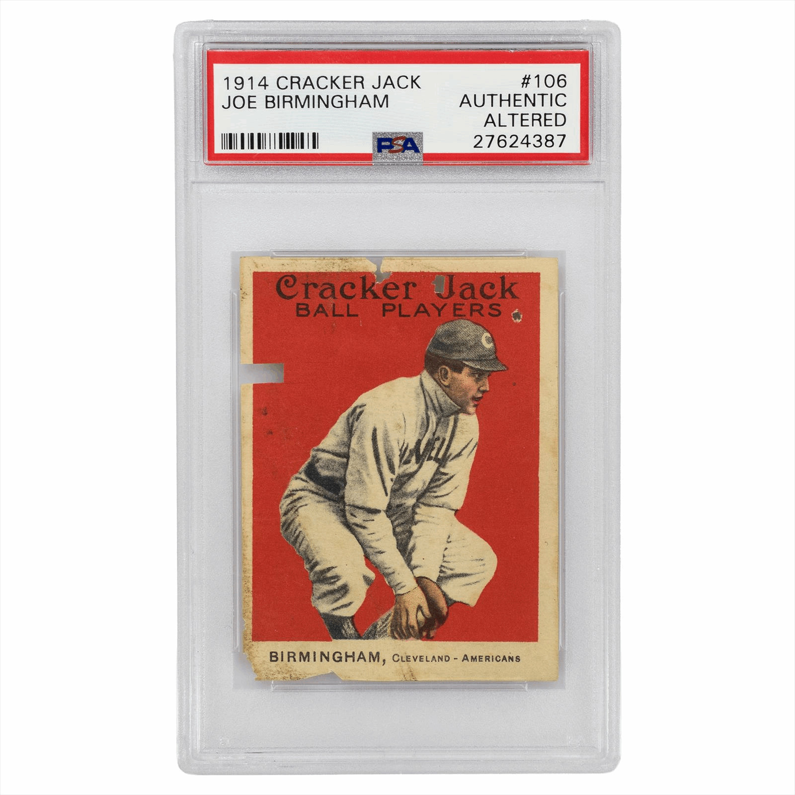 1914 Cracker Jack Joe Birmingham #106 PSA Authentic Altered 1914 Cracker Jack Joe Birmingham #106 PSA Authentic Altered