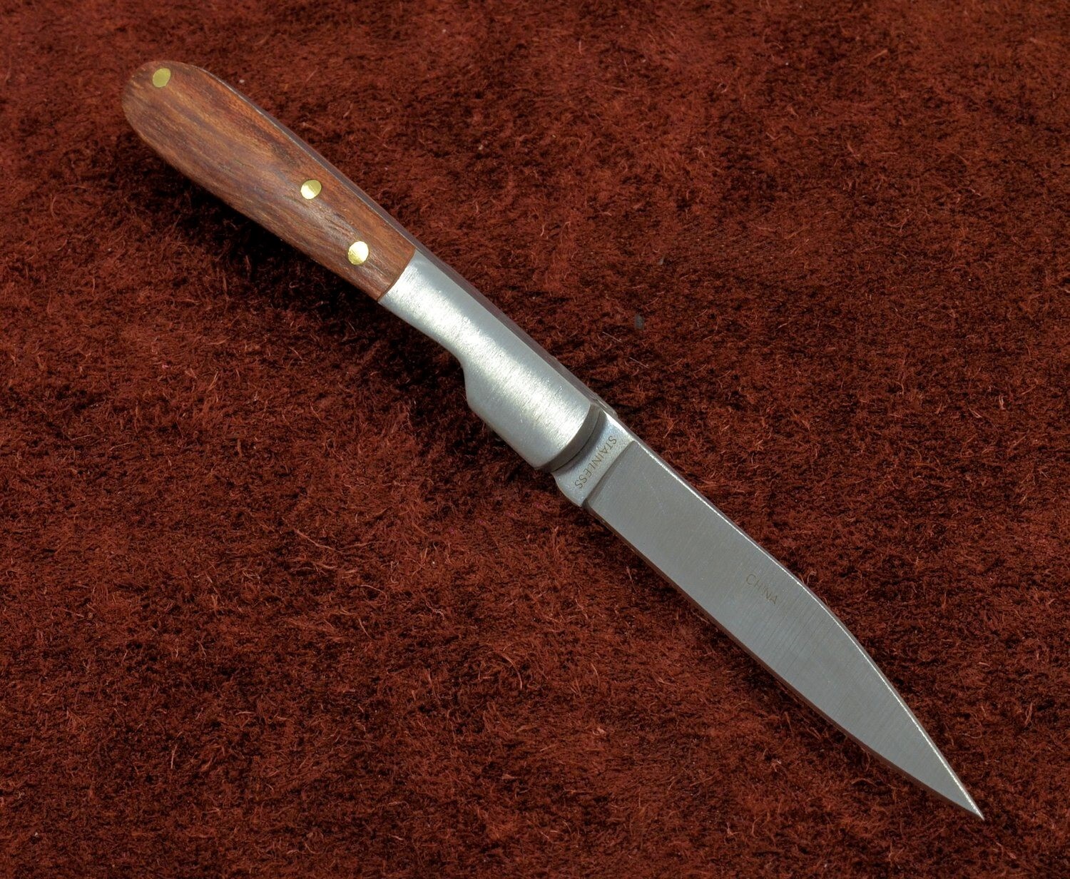 Small Pocket Folding Toothpick Fruit Knife - Stainless Steel w/Rosewood Handle