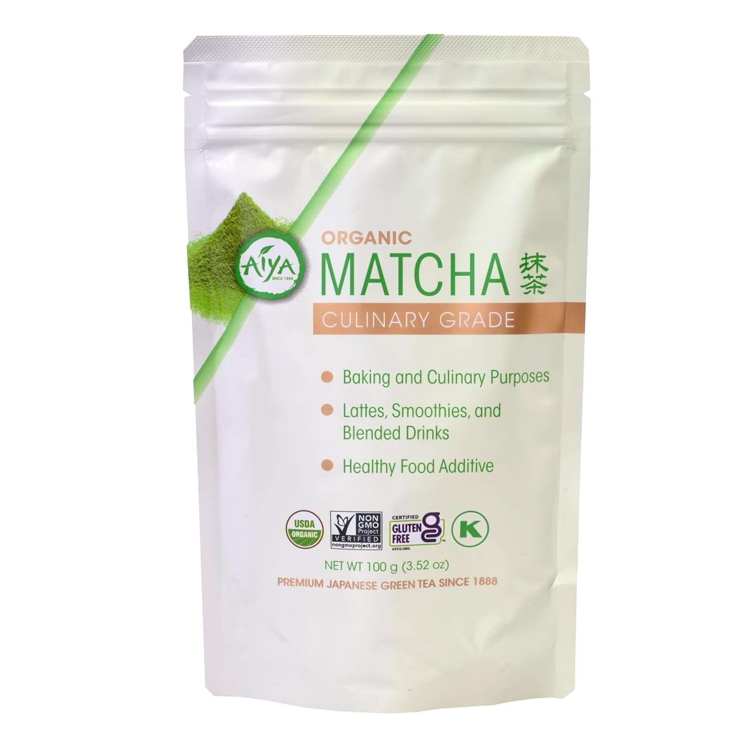 Aiya Certified USDA Organic Culinary Grade Matcha Green Tea Powder NET WT 100 g