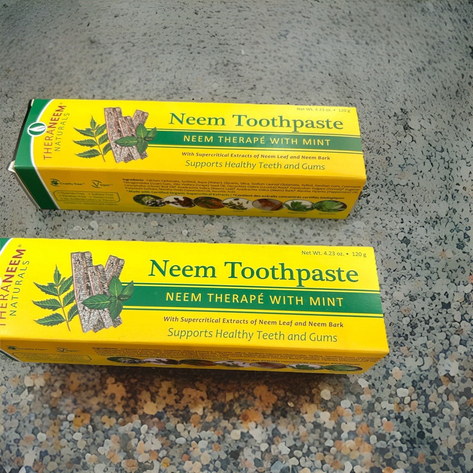 (2) TheraNeem Naturals Therapeutic Mint Leaf Bark Toothpaste 4.23 Oz. L@@K
