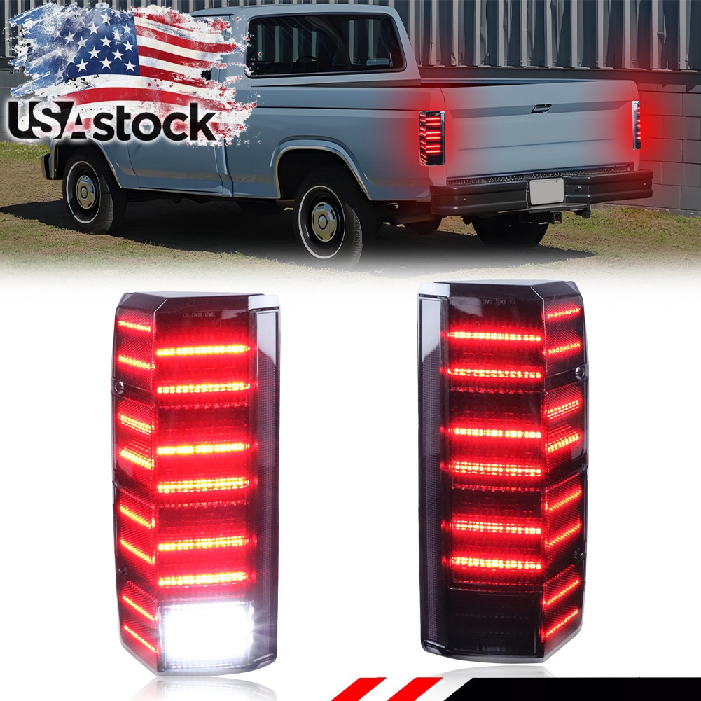 2X Smoke LED Tail Lights For 1980-1986 Ford F-150 F-250 F-350 Bronco 80-83 F-100