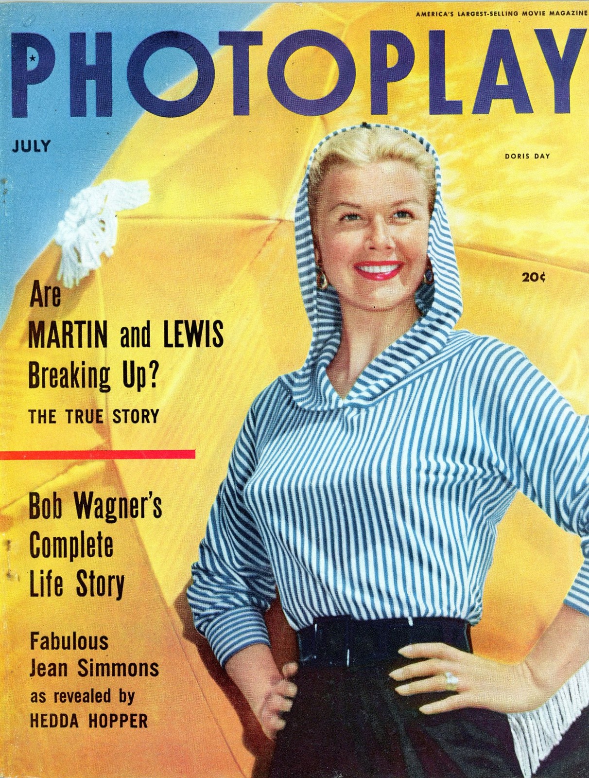 Photoplay Magazine July Doris Day Cover Vintage Movie Magazine  Rare-1954