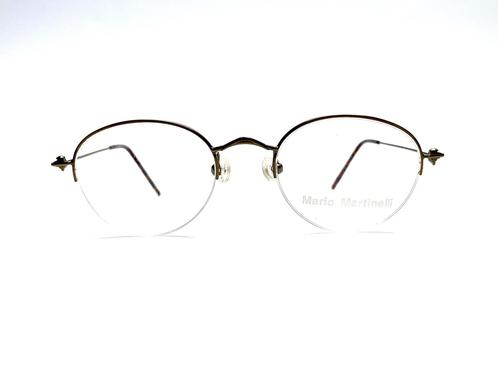 New Mario Martinelli Gold Matte Round Oval Metal Half Rim Glasses 876 47 20 140
