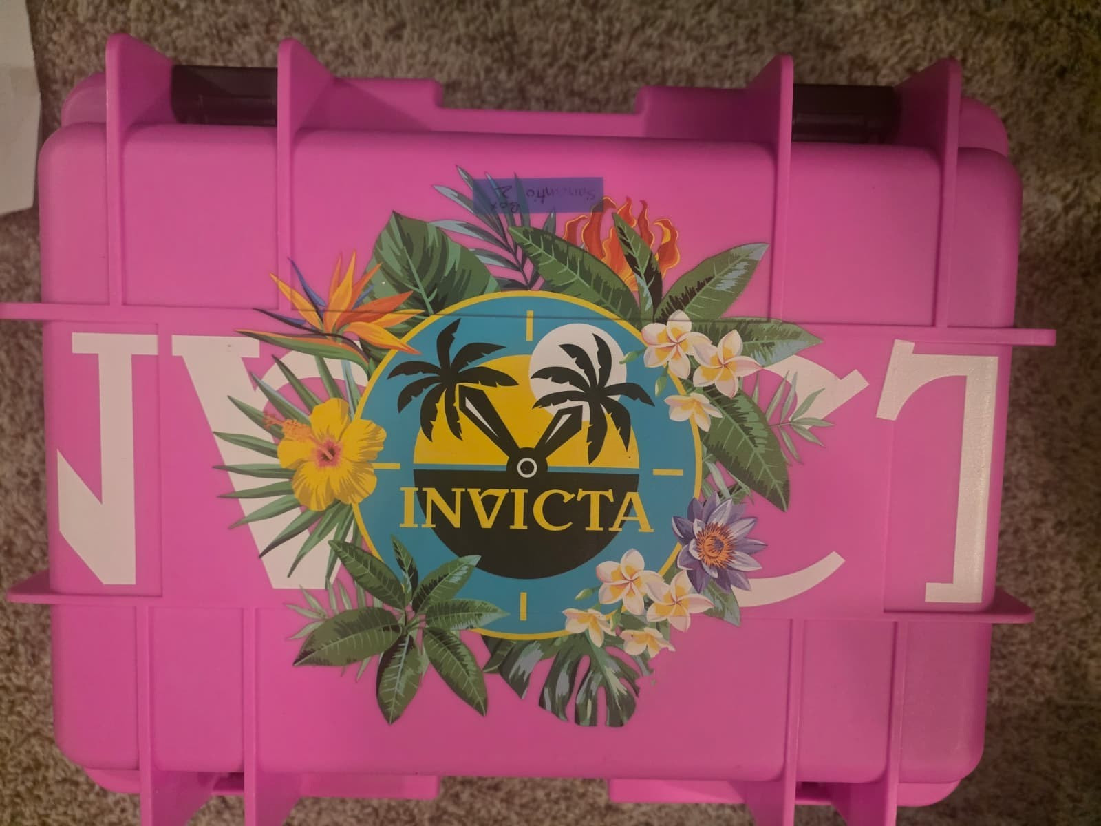 Invicta Eight(8) Slot TROPICAL FLORAL Collector Case Pink Watch Box DC8PNK-CE