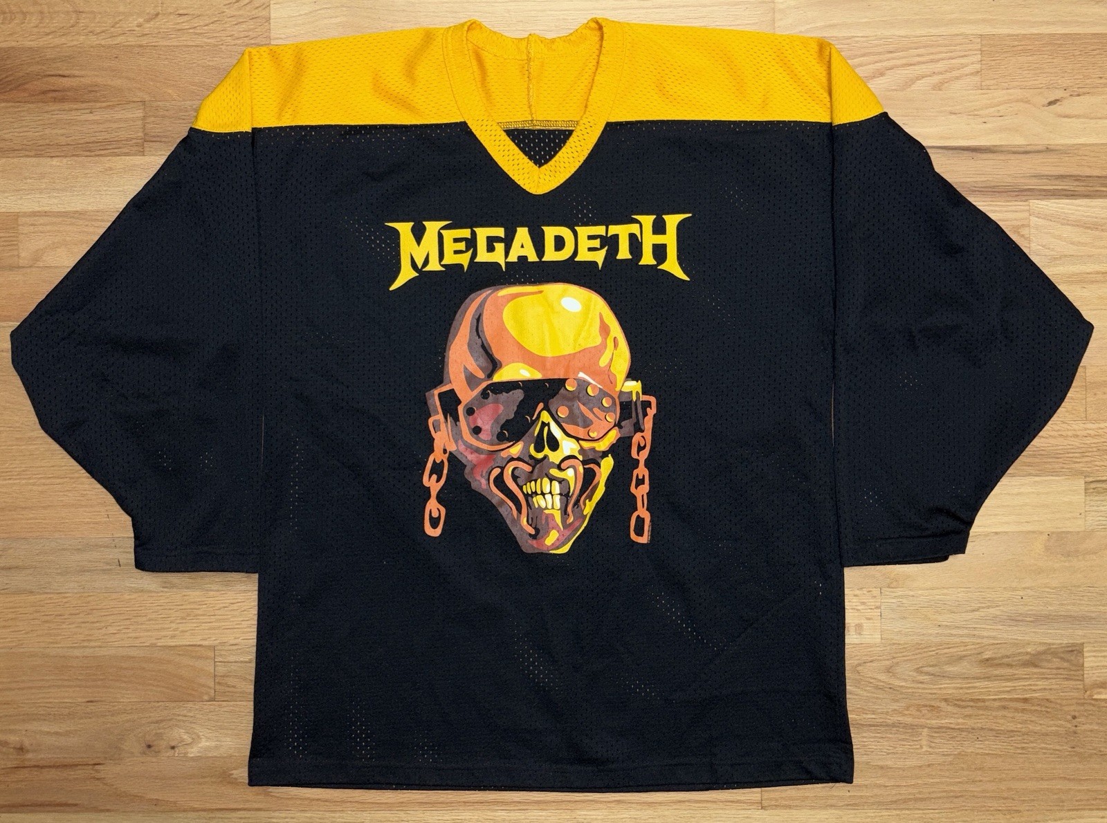 Megadeth Hockey Jersey Rattlehead 83 Heavy Metal Mesh Shirt XL USA Metallica VTG