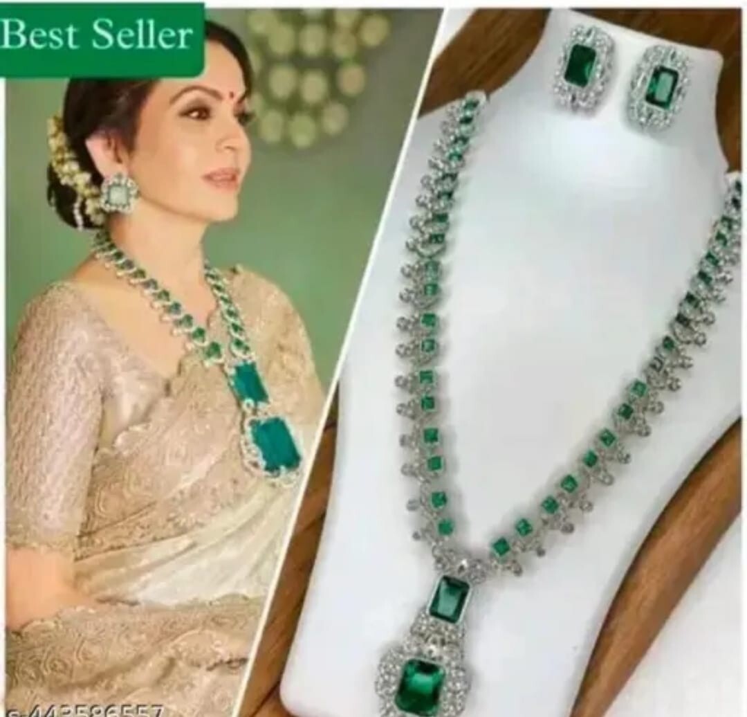 Nita Ambani Inspired Indian Pakistani Wedding Bollywood Bridal Green Jewelry Nita Ambani Inspired Indian Pakistani Wedding Bollywood Bridal Green Jewelry