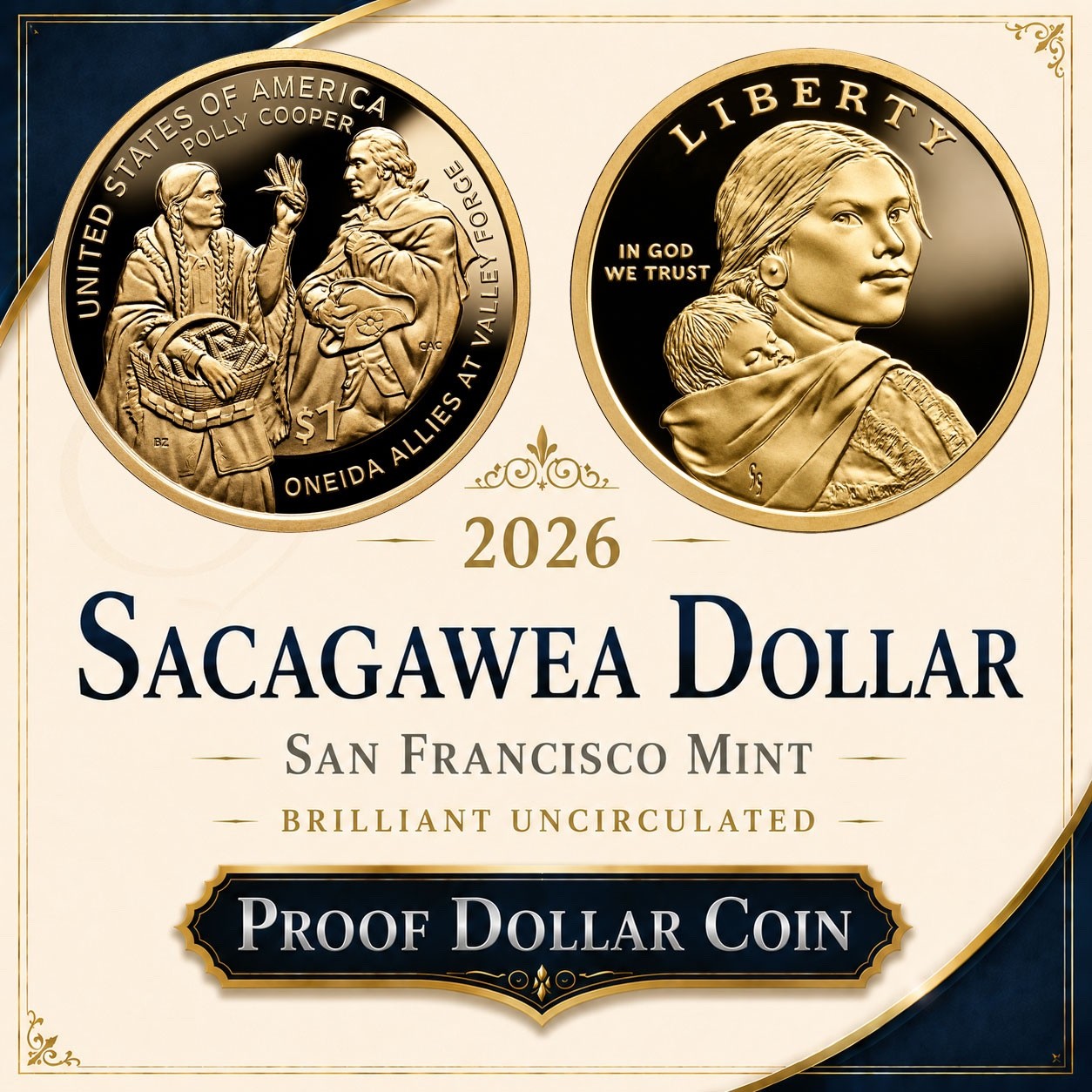 2026 Sacagawea S PROOF Dollar ~ US Mint Semiquincentennial BU Exclusive 2026 Sacagawea S PROOF Dollar ~ US Mint Semiquincentennial BU Exclusive