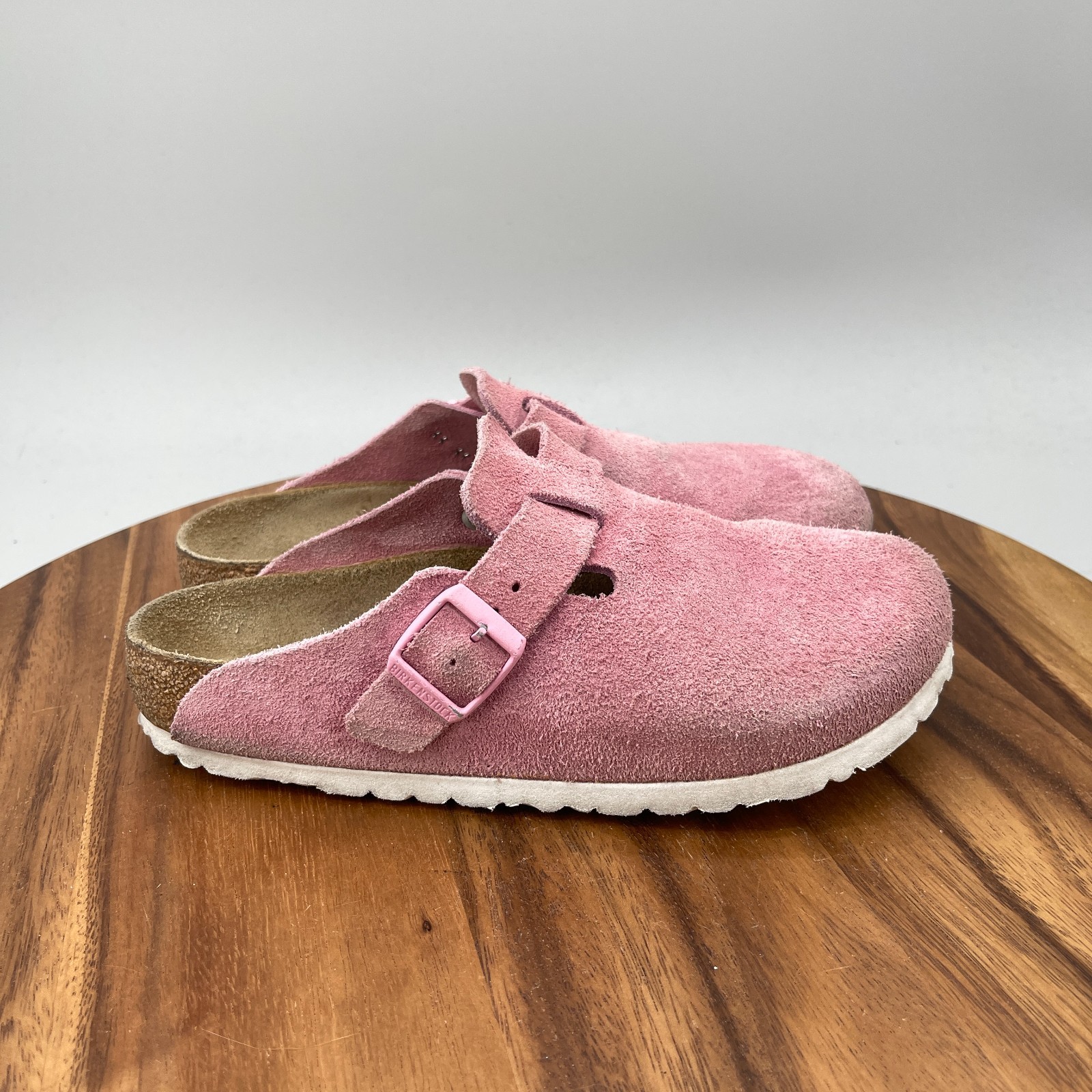 Birkenstock Boston Clogs Womens Size 6 / 37 Pink Suede Slip On Mules Casual