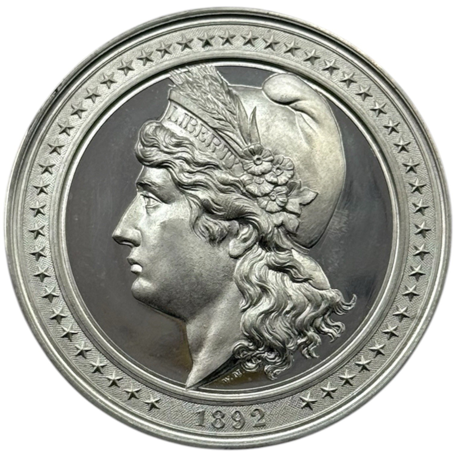 1892-Columbian Exposition Medal-Eglit 51-Liberty Head-Aluminum-50.5mm 1892-Columbian Exposition Medal-Eglit 51-Liberty Head-Aluminum-50.5mm