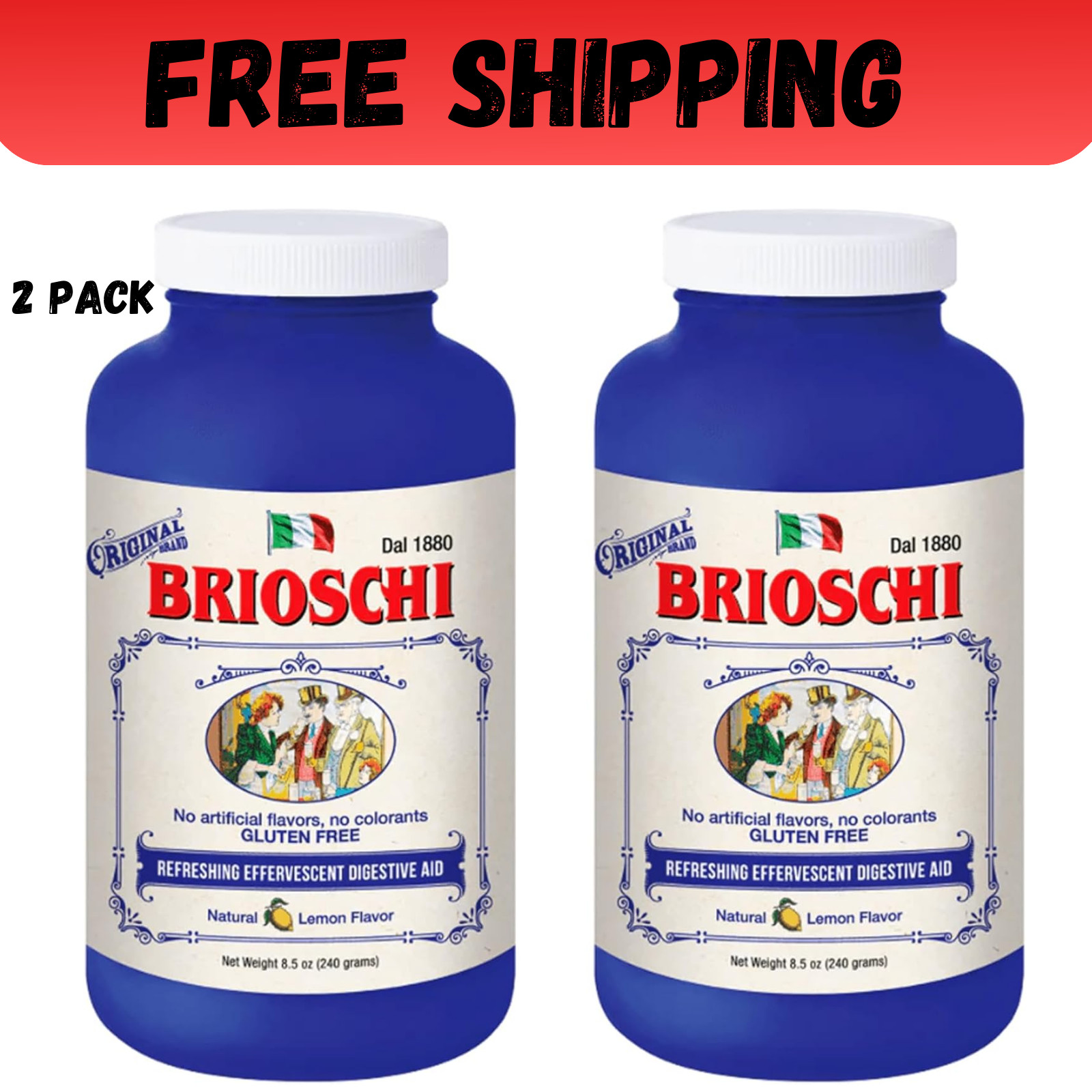 Brioschi Effervescent 8.5oz (2 Bottles) The Original Lemon Flavored Italian Brioschi Effervescent 8.5oz (2 Bottles) The Original Lemon Flavored Italian