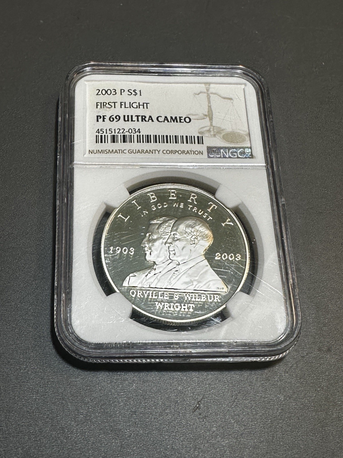 2003-P Proof First Flight Commemorative Silver Dollar NGC PF 69 Ultra Cameo