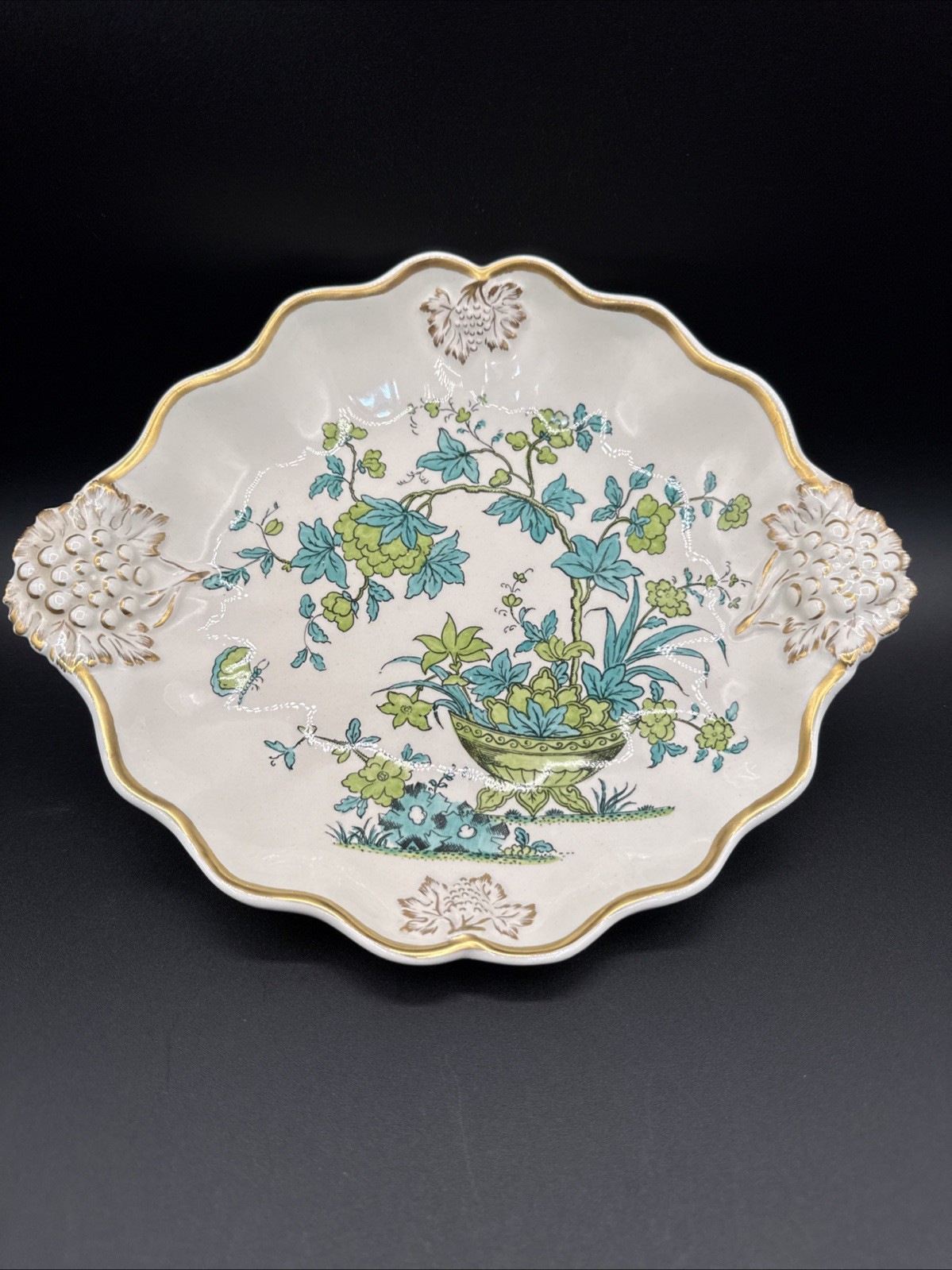 Rare Vintage Mottahedeh Design Italy Hand Painted Platter With Flowers Rare Vintage Mottahedeh Design Italy Hand Painted Platter With Flowers