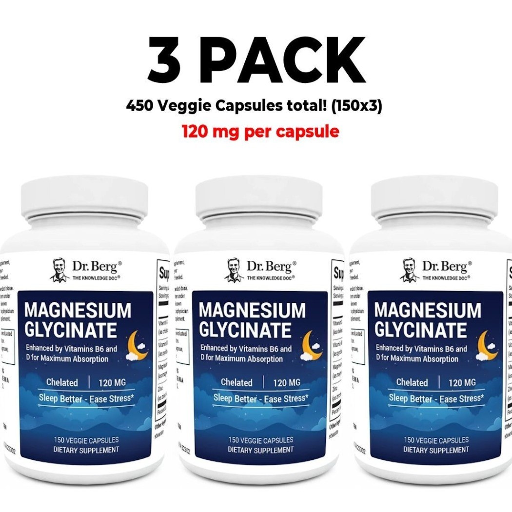 3 PACK Dr. Berg\'s Magnesium Glycinate, dietary supplement - 150 capsules