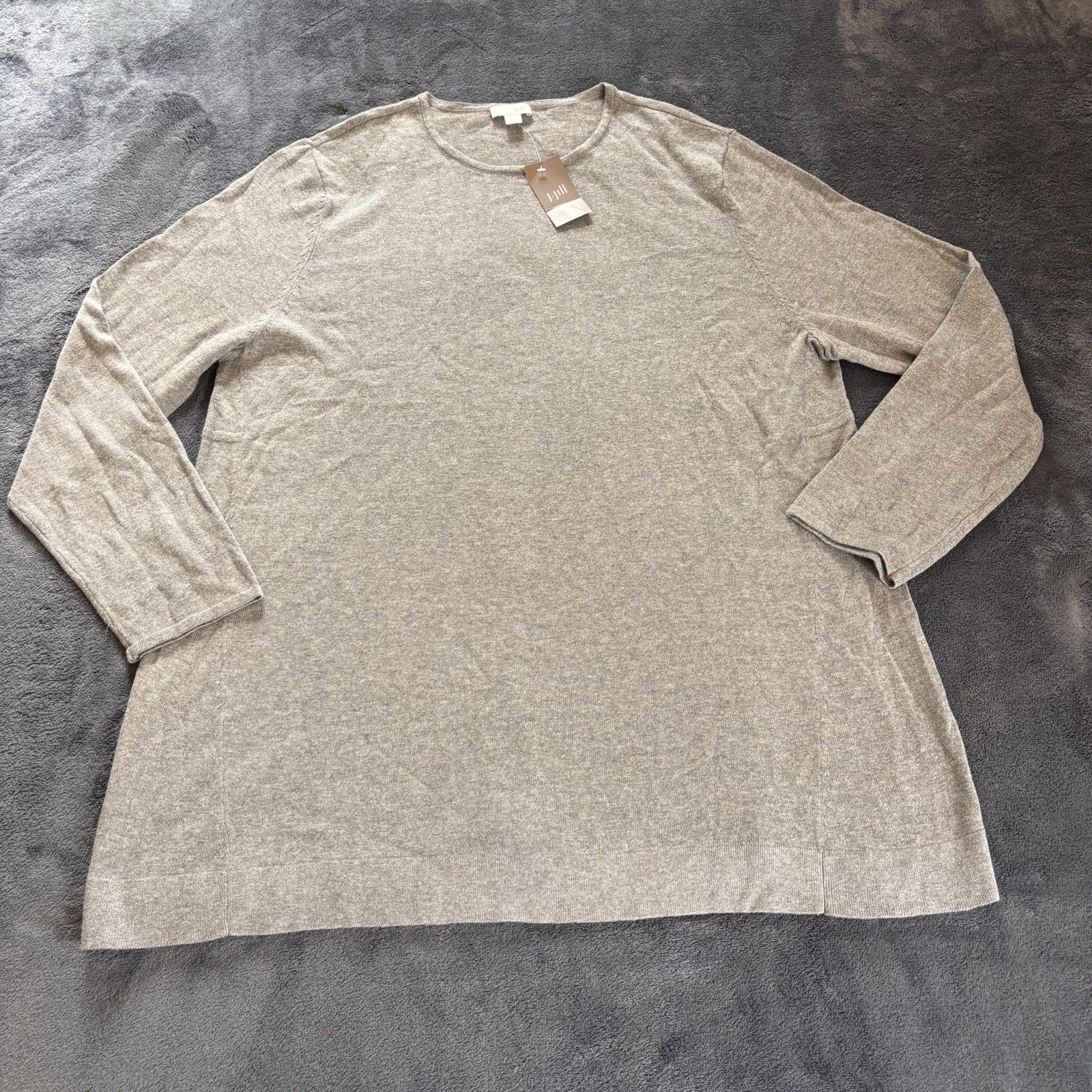 J Jill Tunic Sweater Top XL Classic Soft Lagenlook Minimalist Heathered NWT