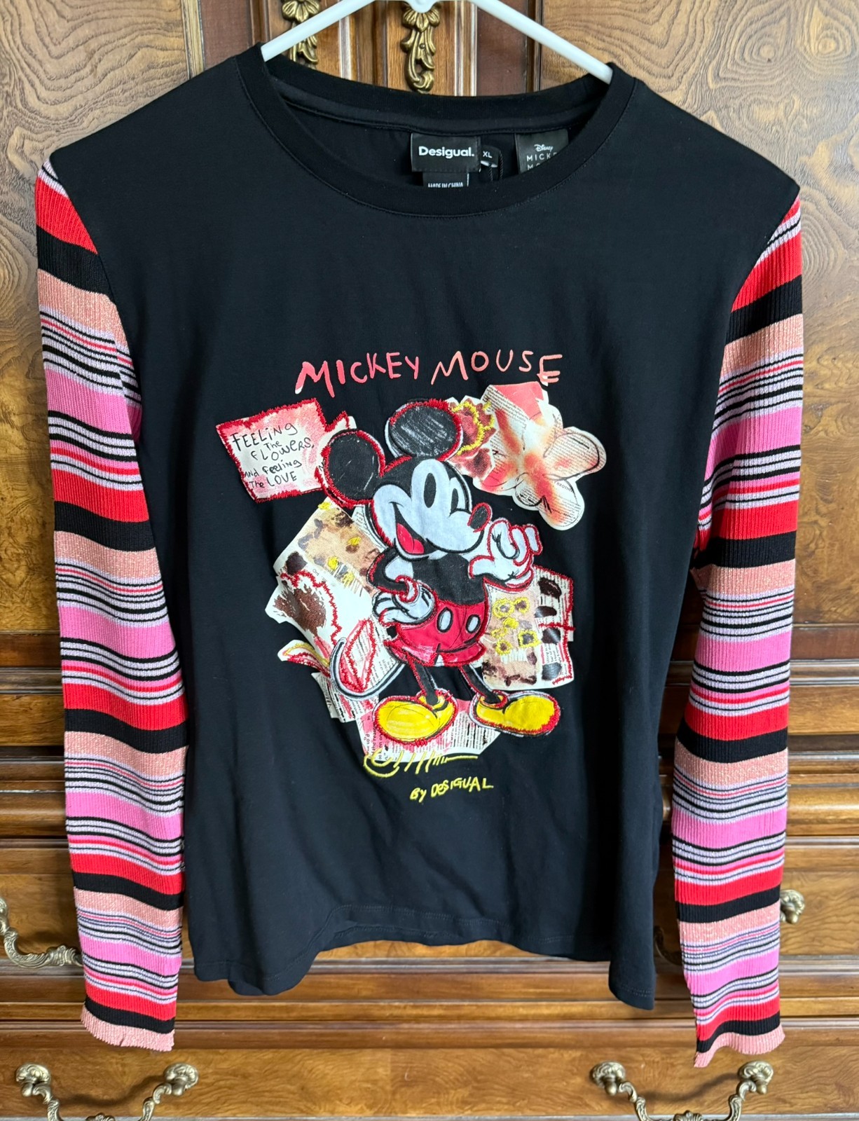 Rare Disney Desigual Mickey Mouse Long Sleeve Graphic T-shirt