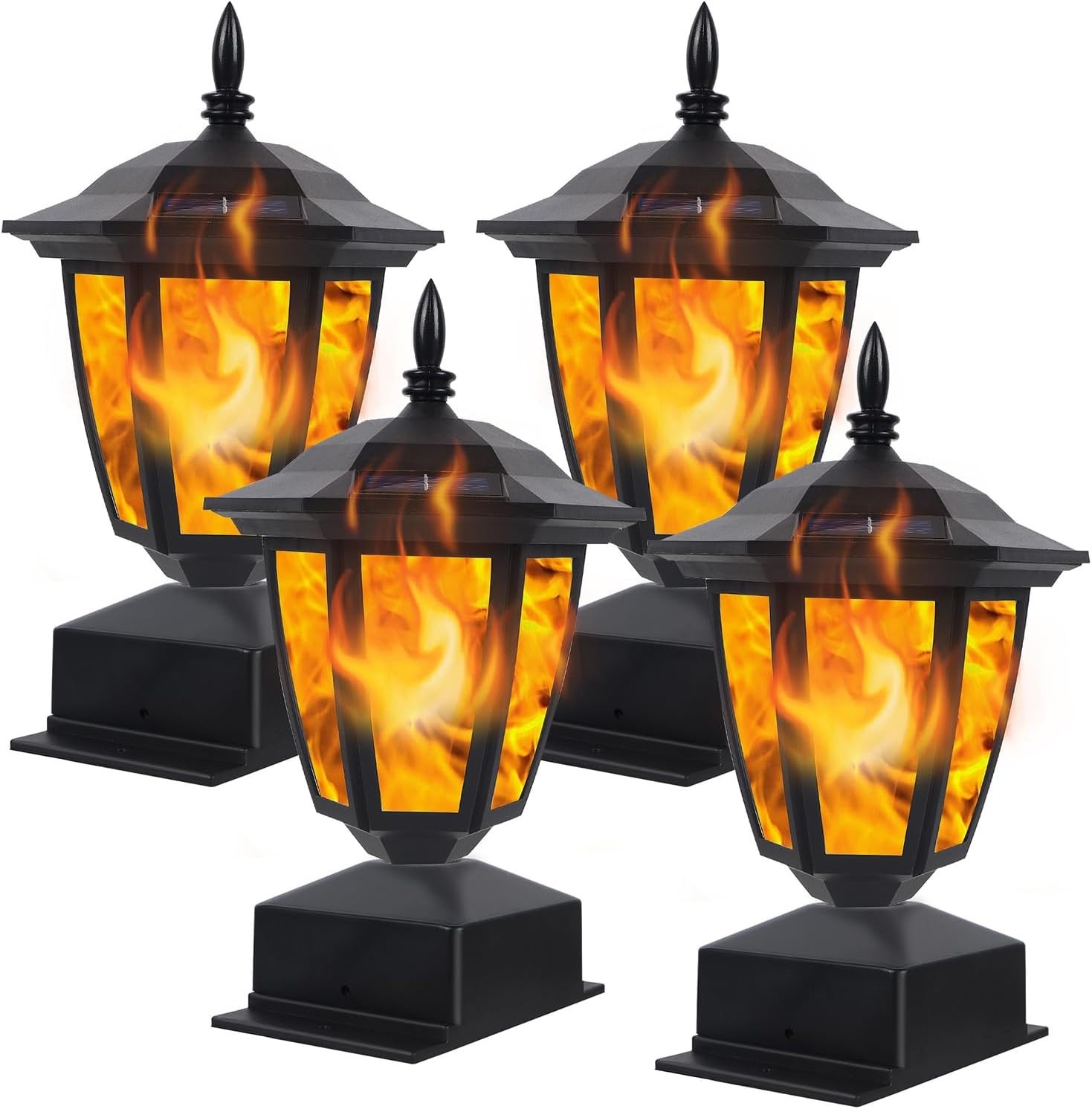 4 Pack Solar Flame Post Cap Lights Outdoor Flickering Waterproof Fence Deck Lamp 4 Pack Solar Flame Post Cap Lights Outdoor Flickering Waterproof Fence Deck Lamp