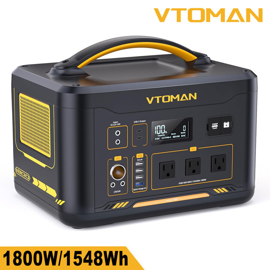 Portable Power Station 1800W LiFePO4 Battery VTOMAN Solar Generator for Camping Portable Power Station 1800W LiFePO4 Battery VTOMAN Solar Generator for Camping