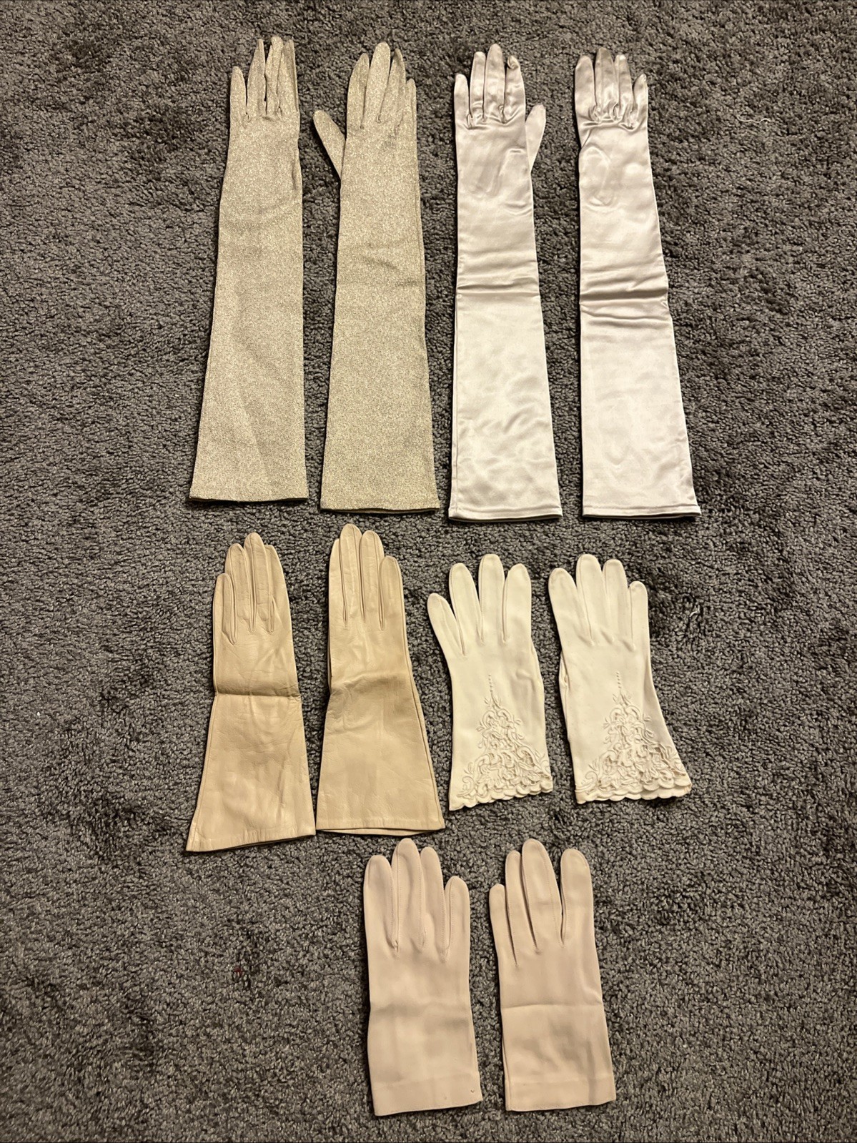 Lot Of 5 VTG 1950’s 60’s Evening  Gloves Pinkham Germaine Bouche Saks 7/7 1/2