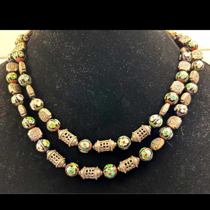 Vintage Cloisonné Beaded Necklace