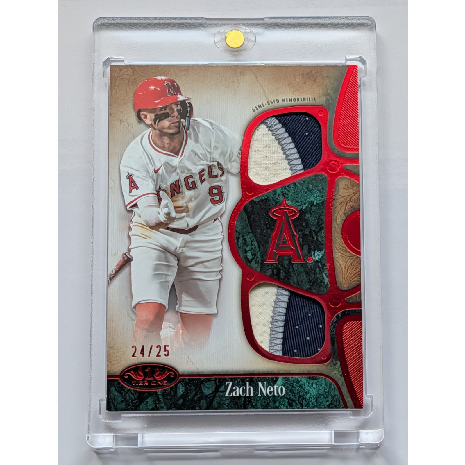 2026 Topps Tier One Zach Neto Dual Patch Red /25 Game Used Angels T1R-ZN