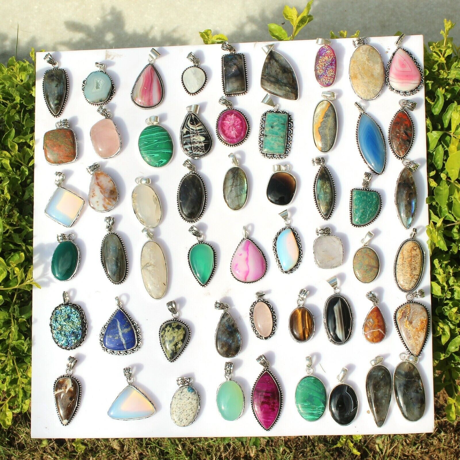 Exclusive Agate & Mix Gemstone 925 Sterling Silver Plated 25 PCs Pendants Lot Exclusive Agate & Mix Gemstone 925 Sterling Silver Plated 25 PCs Pendants Lot