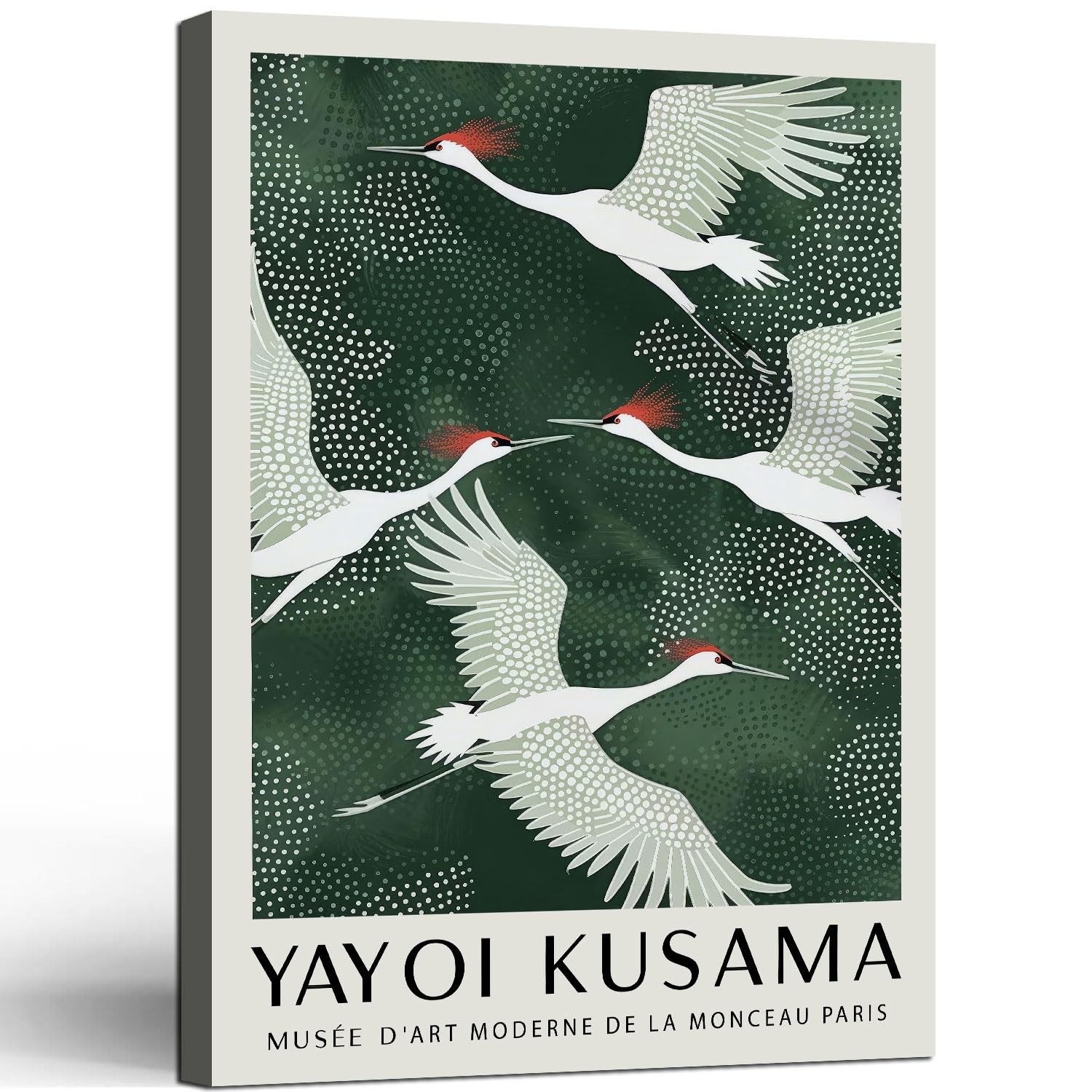 Framed Red Crowned Crane Japanese Rustic Nature Animal Wall Art Decor Canvas ...