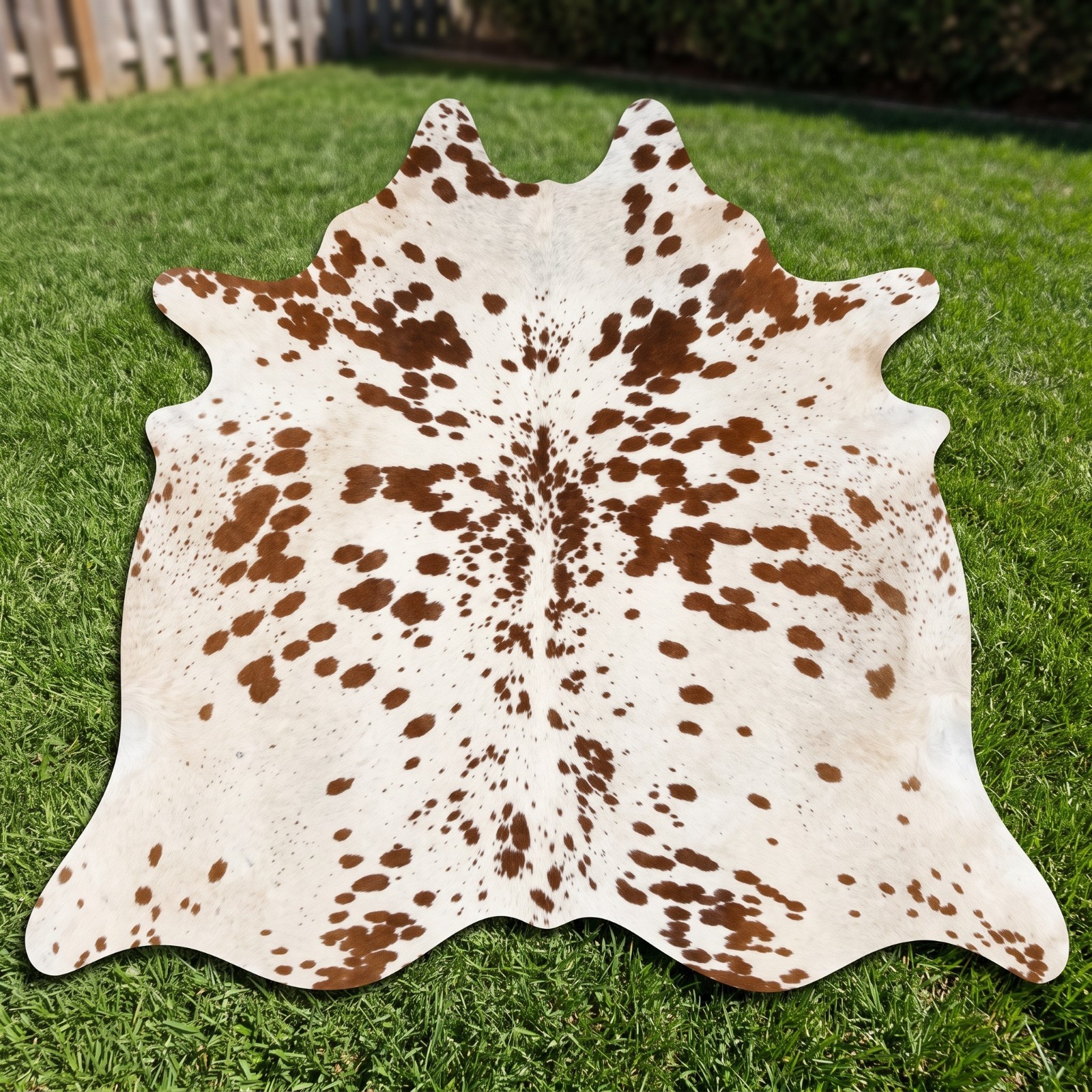 100% Real Cowhide Rug Brown White Speckled Natural Cow Hide Skin RG072 68x66