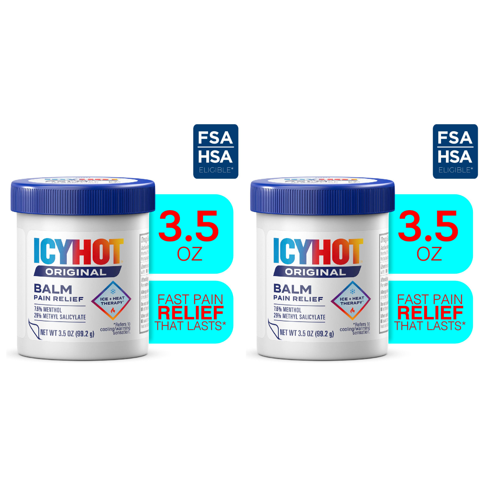Icy Hot Original Pain Relief Balm 3.5 oz 2-Pack Menthol 7.6% Icy Hot Original Pain Relief Balm 3.5 oz 2-Pack Menthol 7.6%