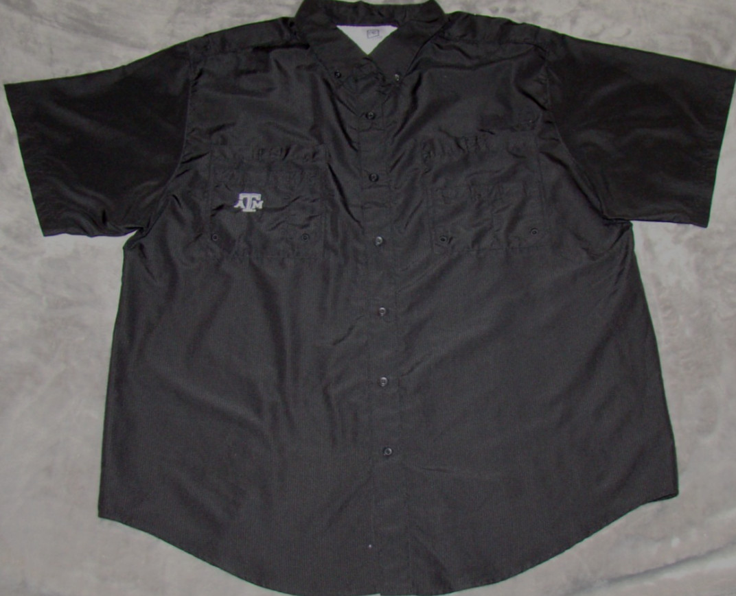 ProEdge Texas A&M Aggies Men\'s XL Button Up Short Sleeve Black Fishing Shirt