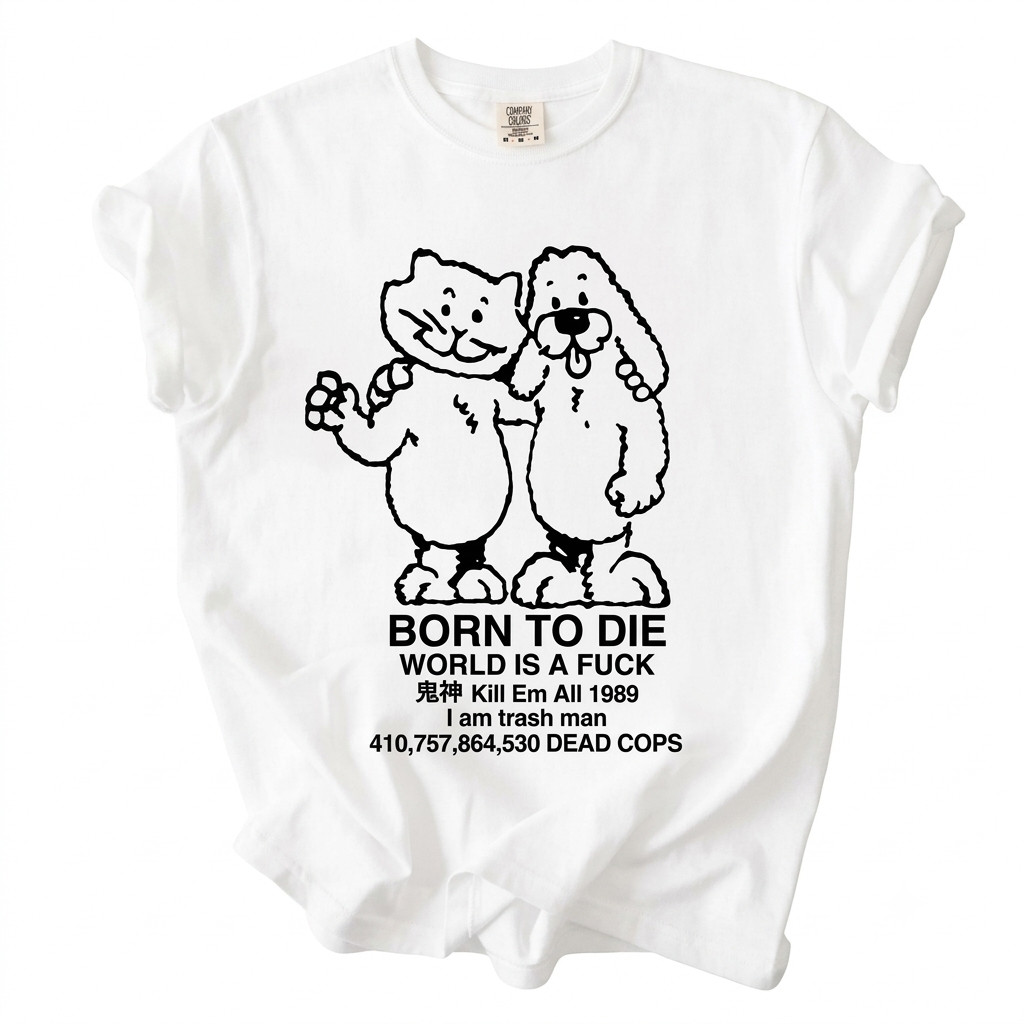 Funny Meme T-Shirt Cursed Sad Cartoon Friends Born to Die Graphic Vintage Tee Funny Meme T-Shirt Cursed Sad Cartoon Friends Born to Die Graphic Vintage Tee